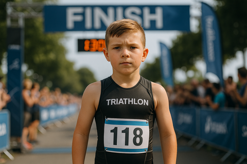 Boy who nearly lost feet finishes triathlon