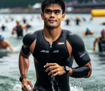 Man who nearly drowned as child overcomes fear of water to complete triathlon
