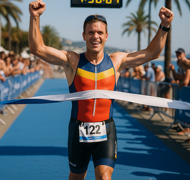 How This Champion Won His 5th Straight Triathlon Race Despite a Cracked Bike Frame and Scorching Heat on the French Riviera
