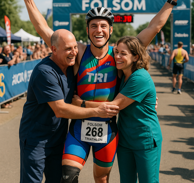 Folsom former car crash victim thanks caregivers, returns to triathlons