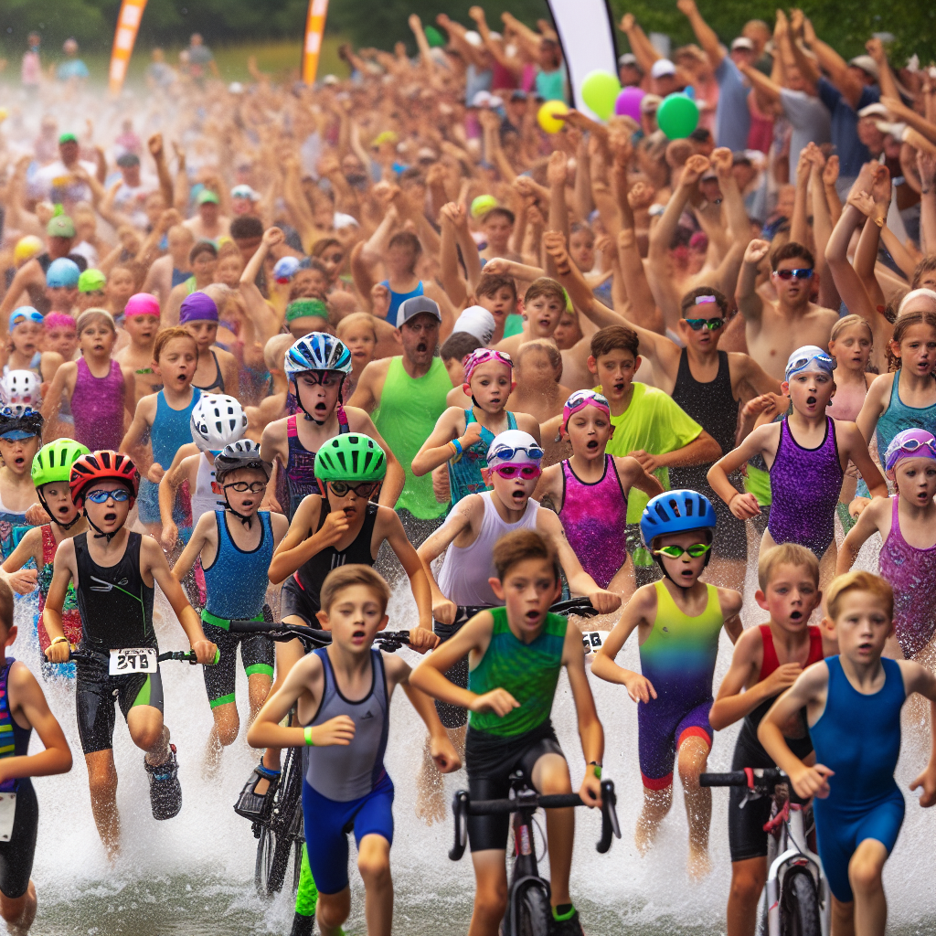 Thrilling Youth Triathlon: Kids Conquer Swimming, Biking, and Running ...
