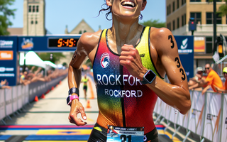 Top finishers at Rockford's inaugural Ironman 70.3 praise course, crowd