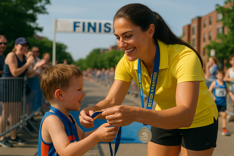 FLEET’S AMANDA BOULIER HANDS OUT MEDALS AT BOSTON TRIATHLON’S KIDS DAY