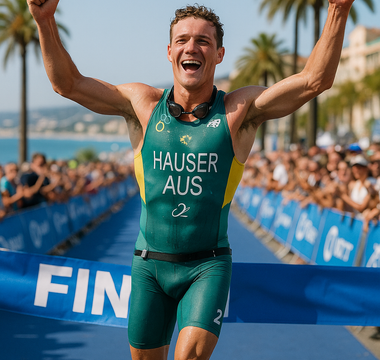 Matt Hauser Dominates French Riviera Triathlon: 3rd World Series Win Despite Racing on Rental Bike - Championship Lead Grows Before Wollongong Finals
