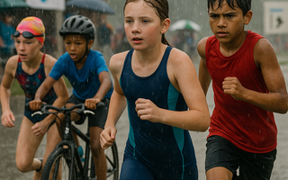 Young athletes complete in Lincoln YMCA's ninth annual triathlon despite downpour