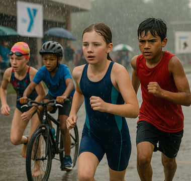 Young athletes complete in Lincoln YMCA's ninth annual triathlon despite downpour