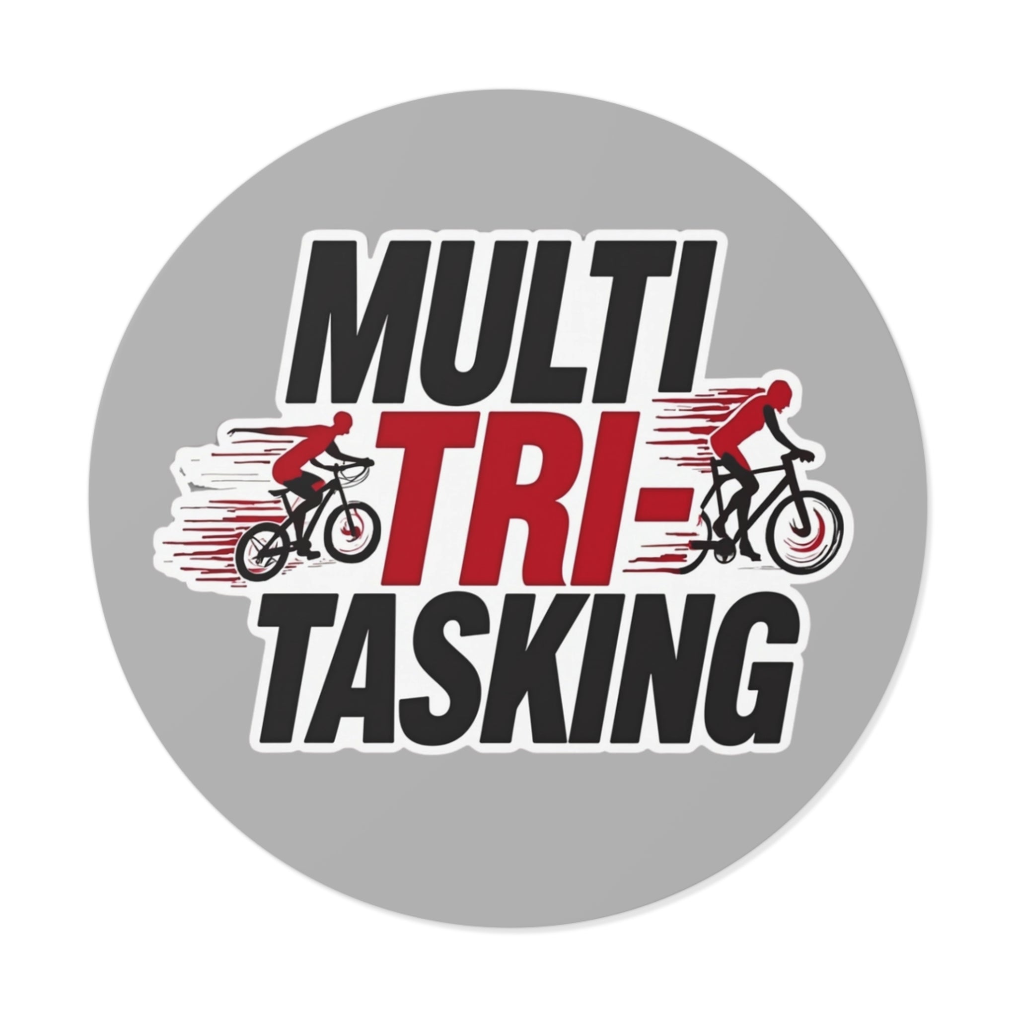 Multitasking-Triathlon-Vinyl-Aufkleber – wasserfest und UV-beständig, lustiges Radsport-Dekor für Laptops und Flaschen, motivierende Geschenke für Sportler 
