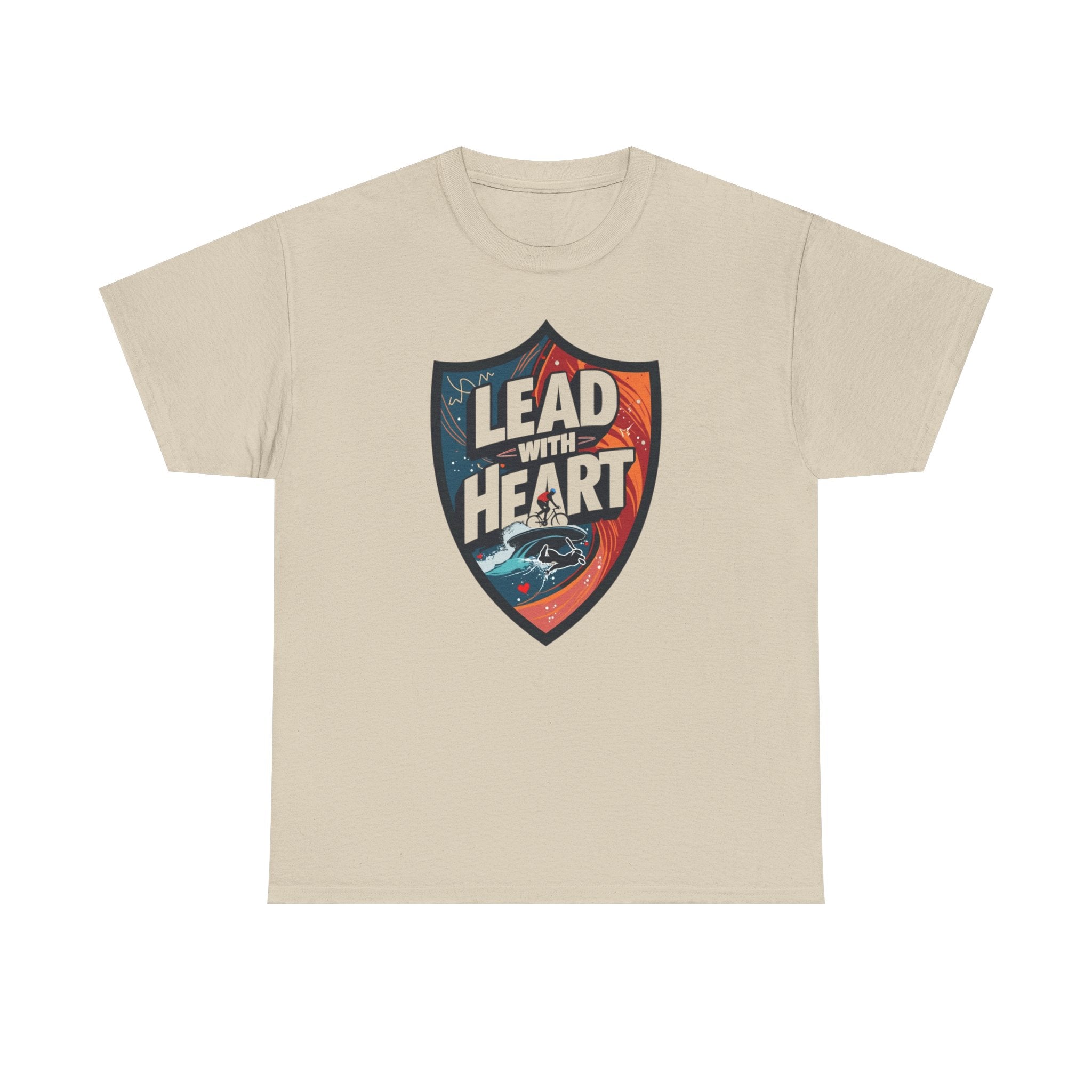 Unisex Cotton Triathlon Tee 'Lead with Heart' - Motivational Shirt for Training & Casual Wear, Comfortable Performance Apparel, Gift for Triathletes