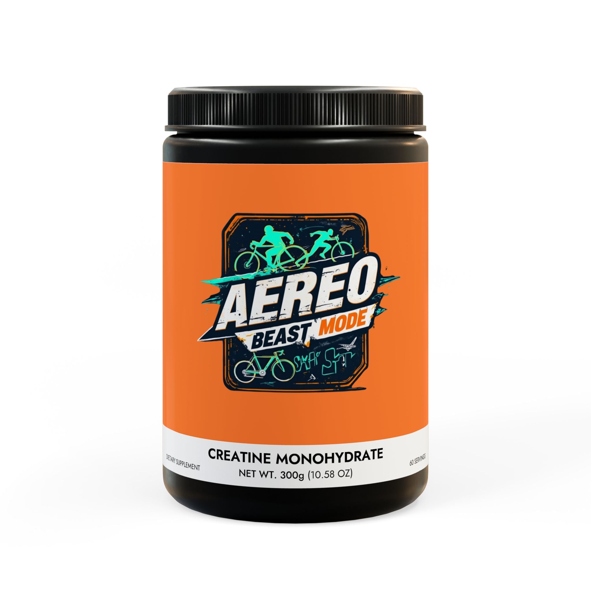 AEREO BEAST MODE Creatine Monohydrate Supplement - 300g (10.58oz) for Enhanced Exercise Performance & Muscle Recovery - Non-GMO, Lactose-Free, Zero Sugar, Ideal for Triathlon Strength Training