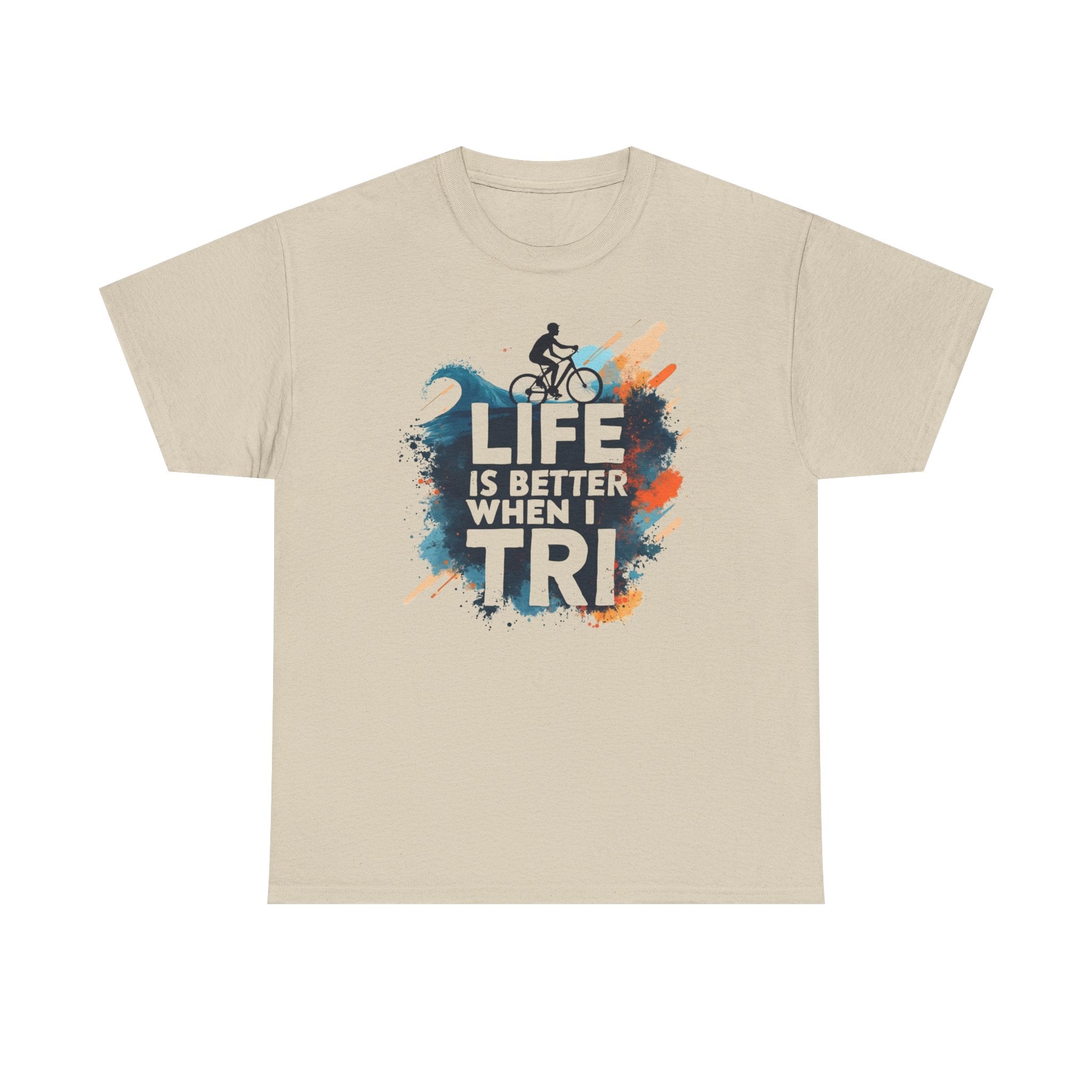 Unisex Heavy Cotton Triathlon T-Shirt - Gildan 5000 Sports Apparel, Durable Casual Wear, Active Lifestyle Tee, Ideal Cycling Gift, Comfortable Relaxed Fit, Available S-5XL