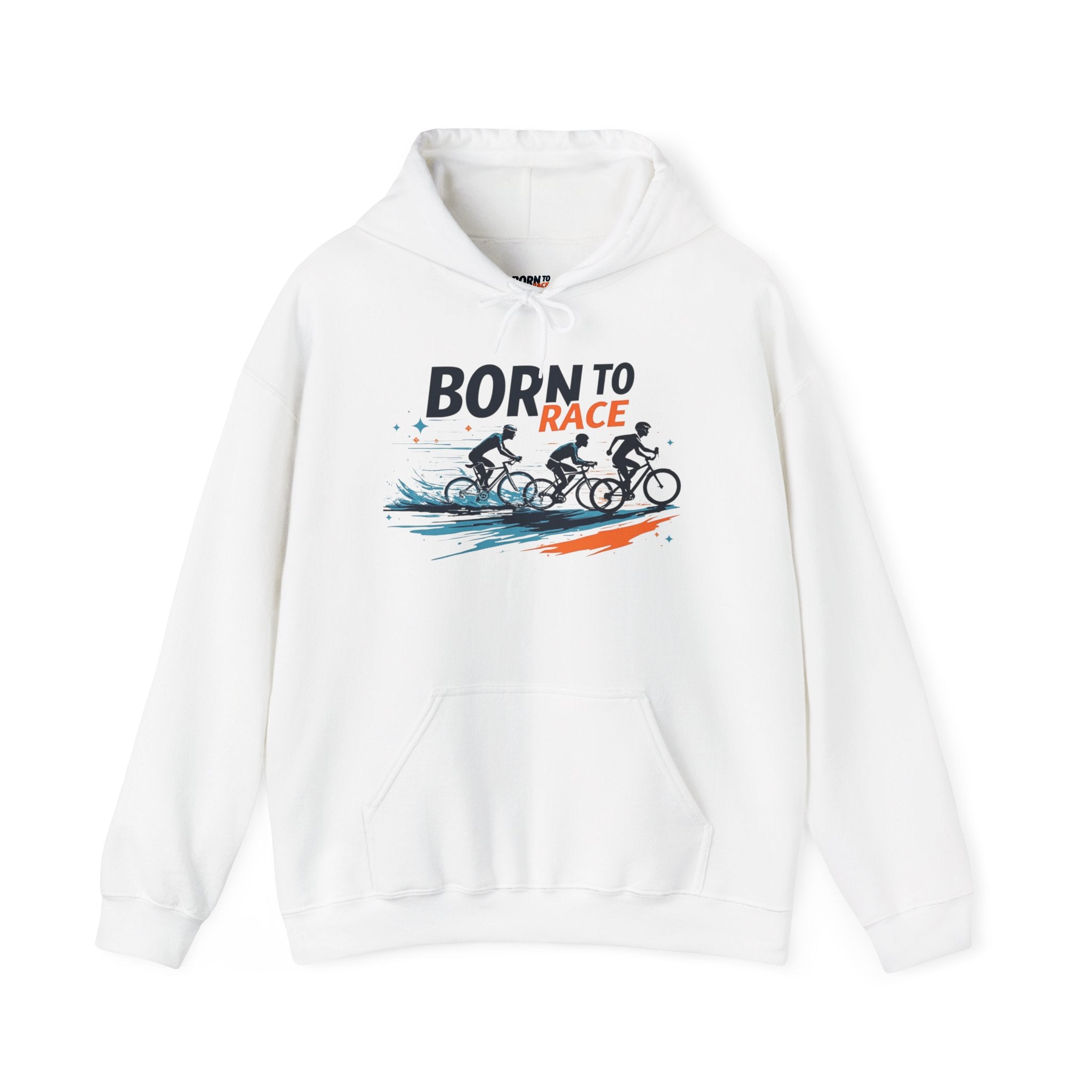 Born to Race Cycling Hoodie Men's & Women's Fleece Sweatshirt - Performance Graphic Racing Pullover with Kangaroo Pocket and Cotton-Poly Blend