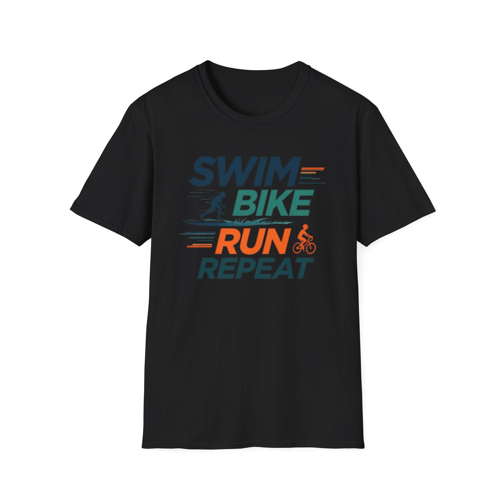 Active Lifestyle Unisex T-Shirt - "Swim Bike Run Repeat" - Sportbekleidung, Fitnessbekleidung, Workout-Shirt, Geschenke für Sportler 