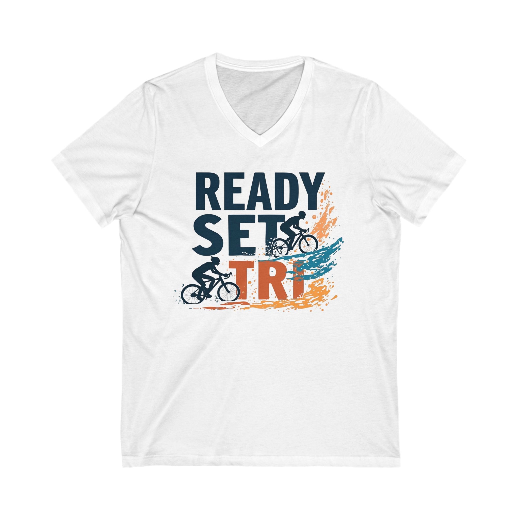 Unisex Triathlete V-Neck Performance Tee – Lightweight, Ultra-Soft Cotton, Bella+Canvas 3005 Short Sleeve for Sports, Fitness, and Casual Wear