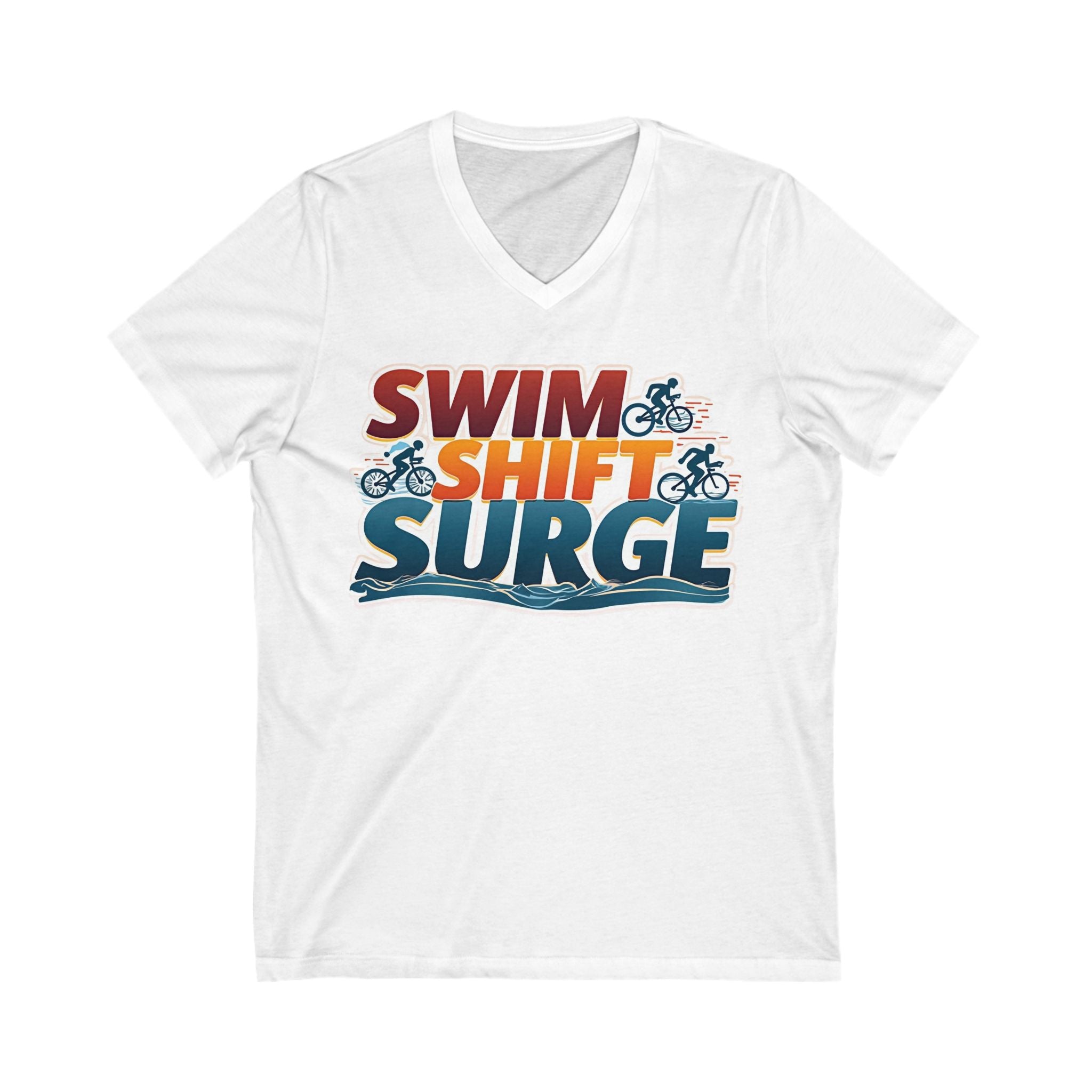 Unisex Triathlon V-Neck Tee - Lightweight Cotton Athletic Wear for Races and Training, Bella+Canvas 3005