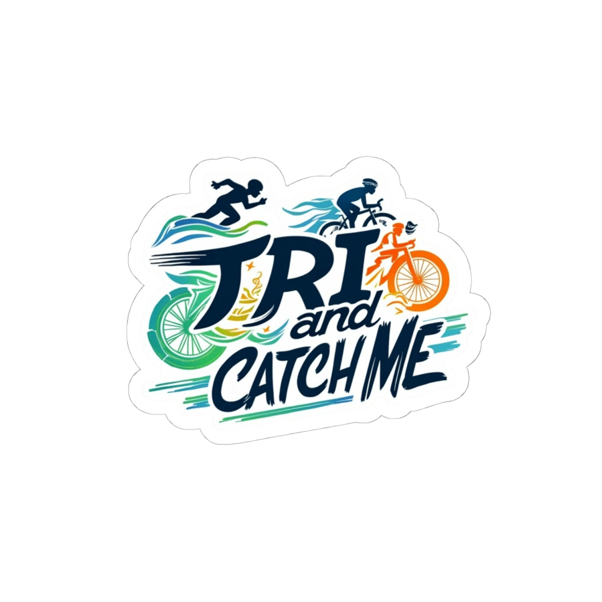 Tri und Catch Me Aufkleber | Sportliche Dekoration, Sportmotivation, Fahrraddekoration, Laufgeschenke, Triathlon-Essentials 