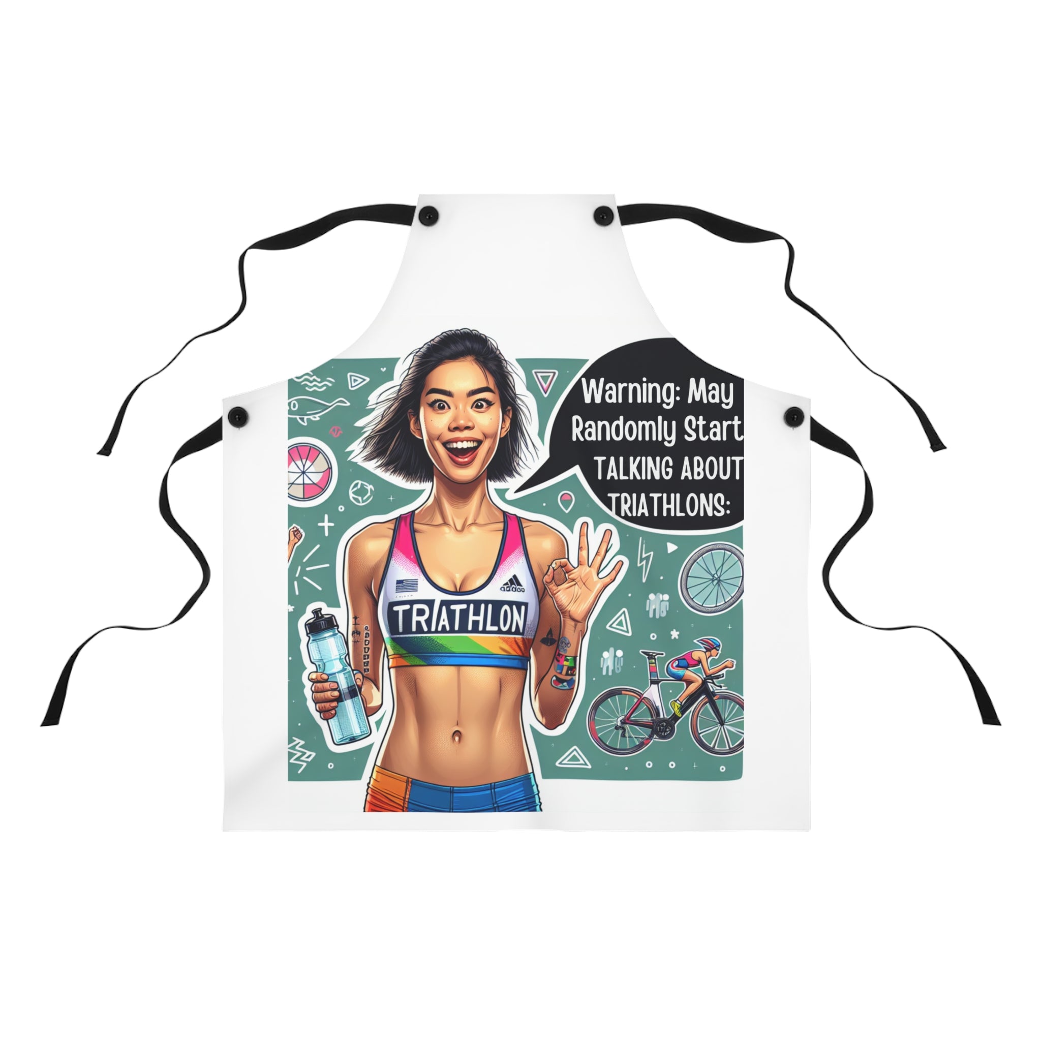 Polyester Cooking Apron for Triathletes | Custom Design with Detachable Twill Straps | Ideal for Backyard Cookouts & Gifts