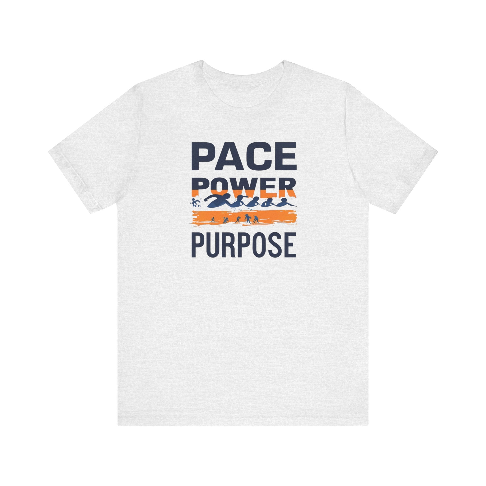 Unisex "Pace Power Purpose" Motivational Tee - Bella+Canvas 3001 Airlume Cotton, Short Sleeve, Casual Fitness Apparel, Lightweight Jersey, Comfort Fit, Machine Washable