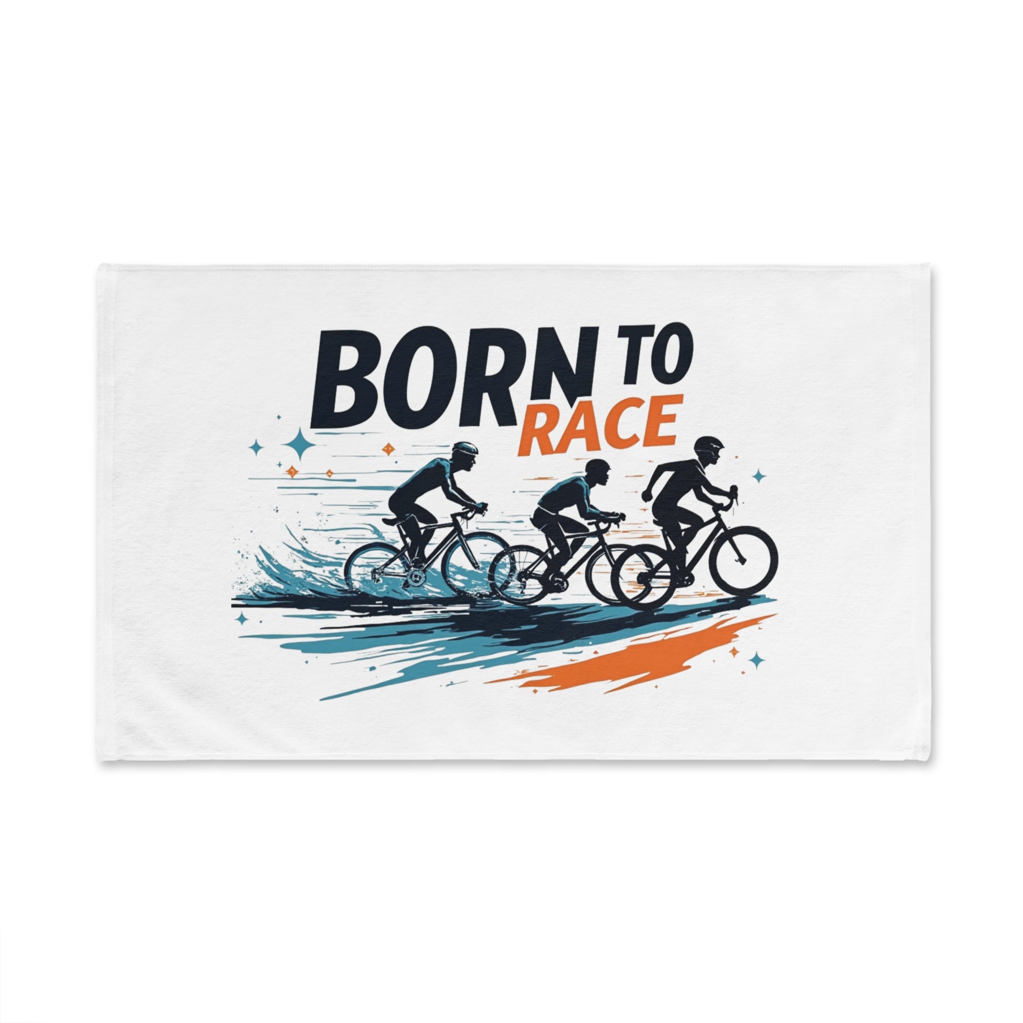 Lightweight Born to Race Cycling Hand Towel 16" x 28" - Soft, Quick-Dry Bicycle Racing Design for Training Rides and Peloton Sprints