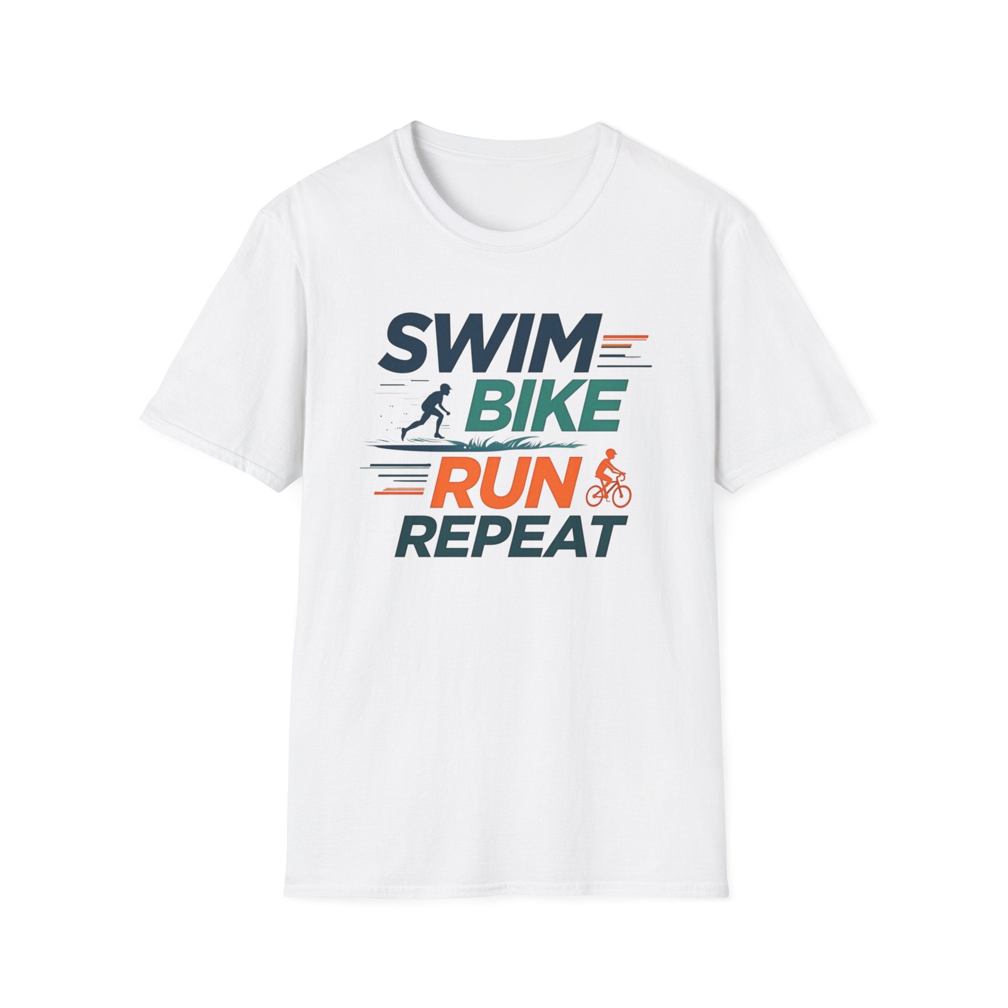 Active Lifestyle Unisex T-Shirt - "Swim Bike Run Repeat" - Sportbekleidung, Fitnessbekleidung, Workout-Shirt, Geschenke für Sportler 