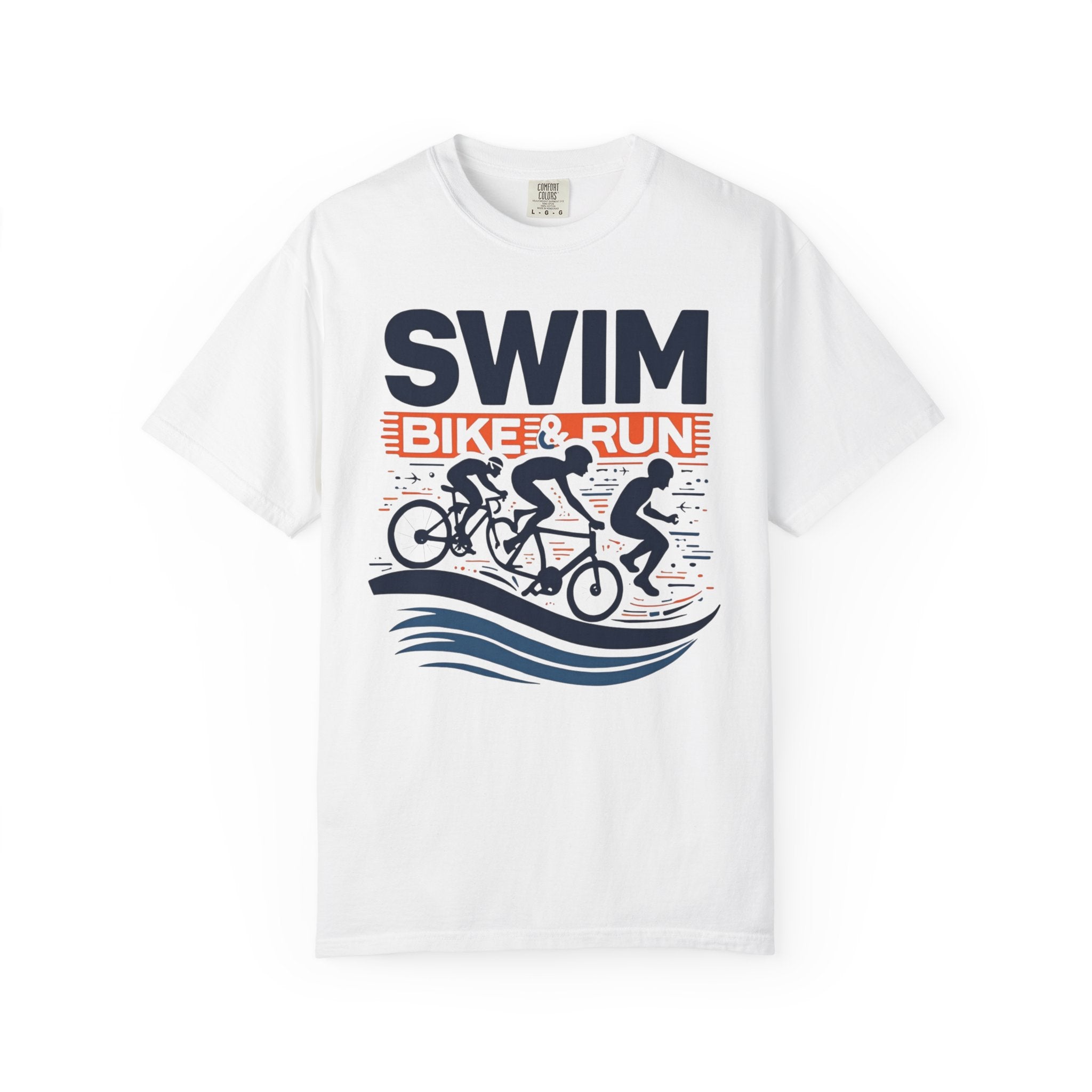 Swim Bike Run Unisex Garment-Dyed T-Shirt, Sports Tee, Activewear, Fitness Apparel, Athletes Gift, Outdoor Enthusiasts