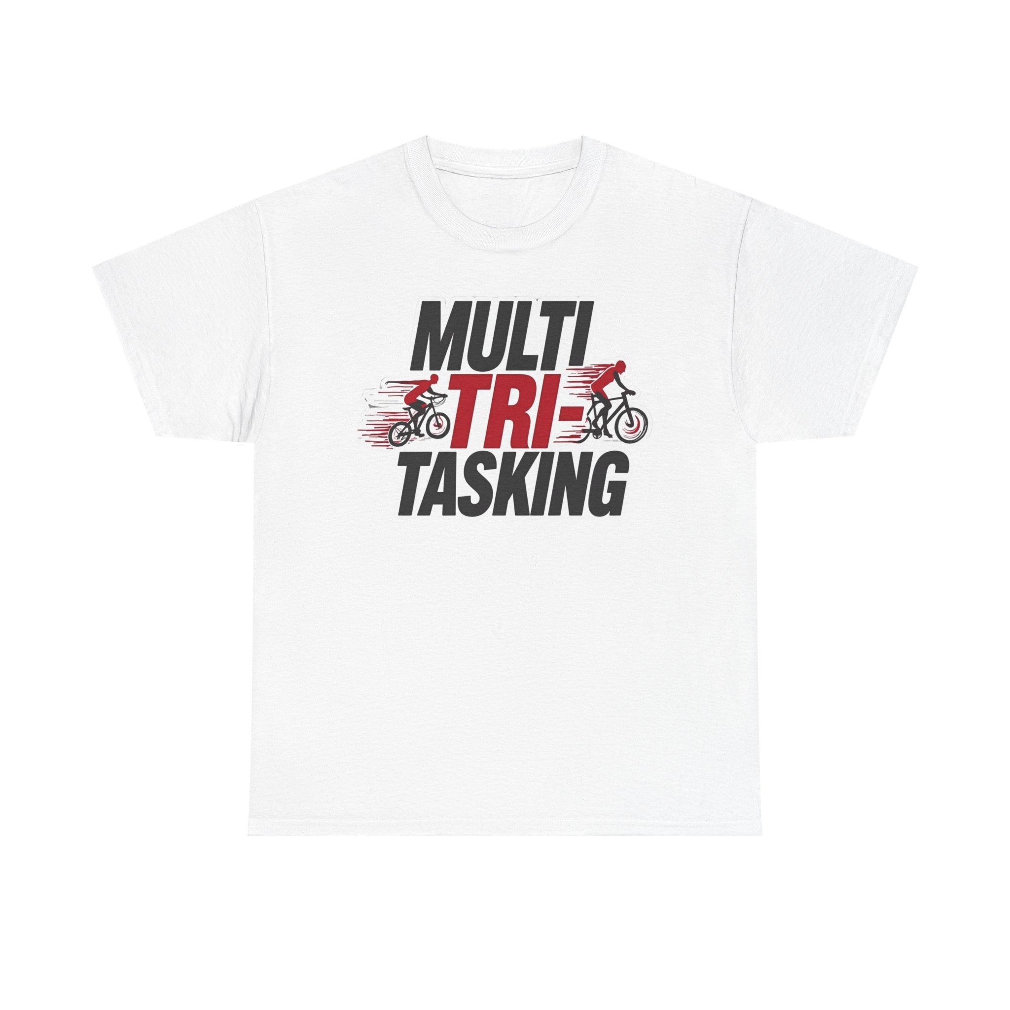 Multitasking Motivational Tee, Unisex Heavy Cotton Tee, Funny T-Shirt for Cyclists, Gift for Dad, Casual Wear, Fitness Apparel