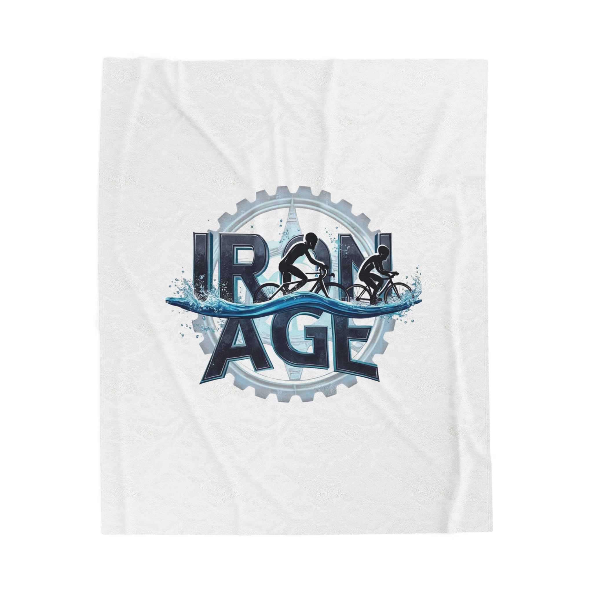 Iron Age Cycling Plush Blanket - Soft Polyester Throw with Vibrant Cycling Design