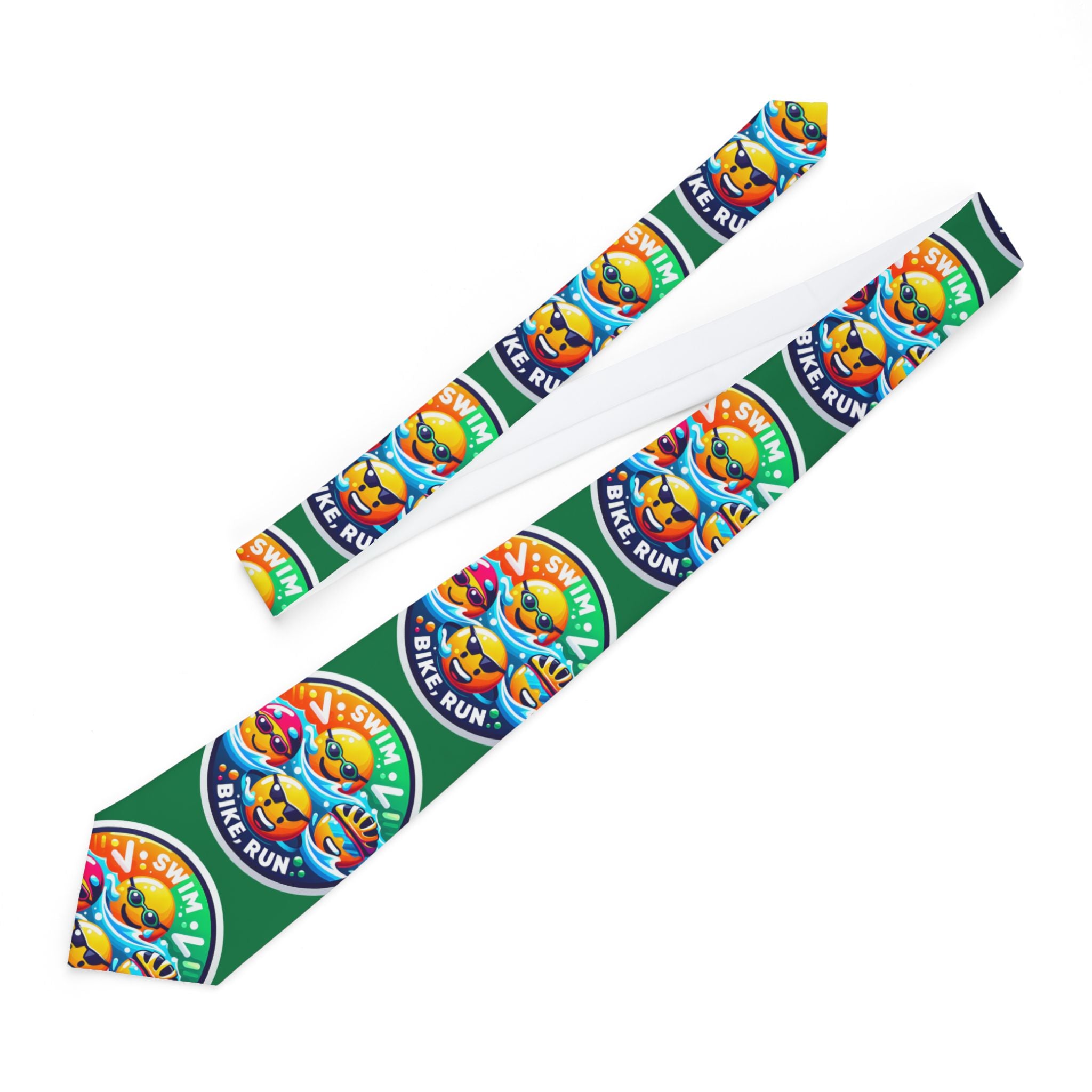 Custom Polyester Neck Tie for Triathletes - Silky Finish with Fun Artwork