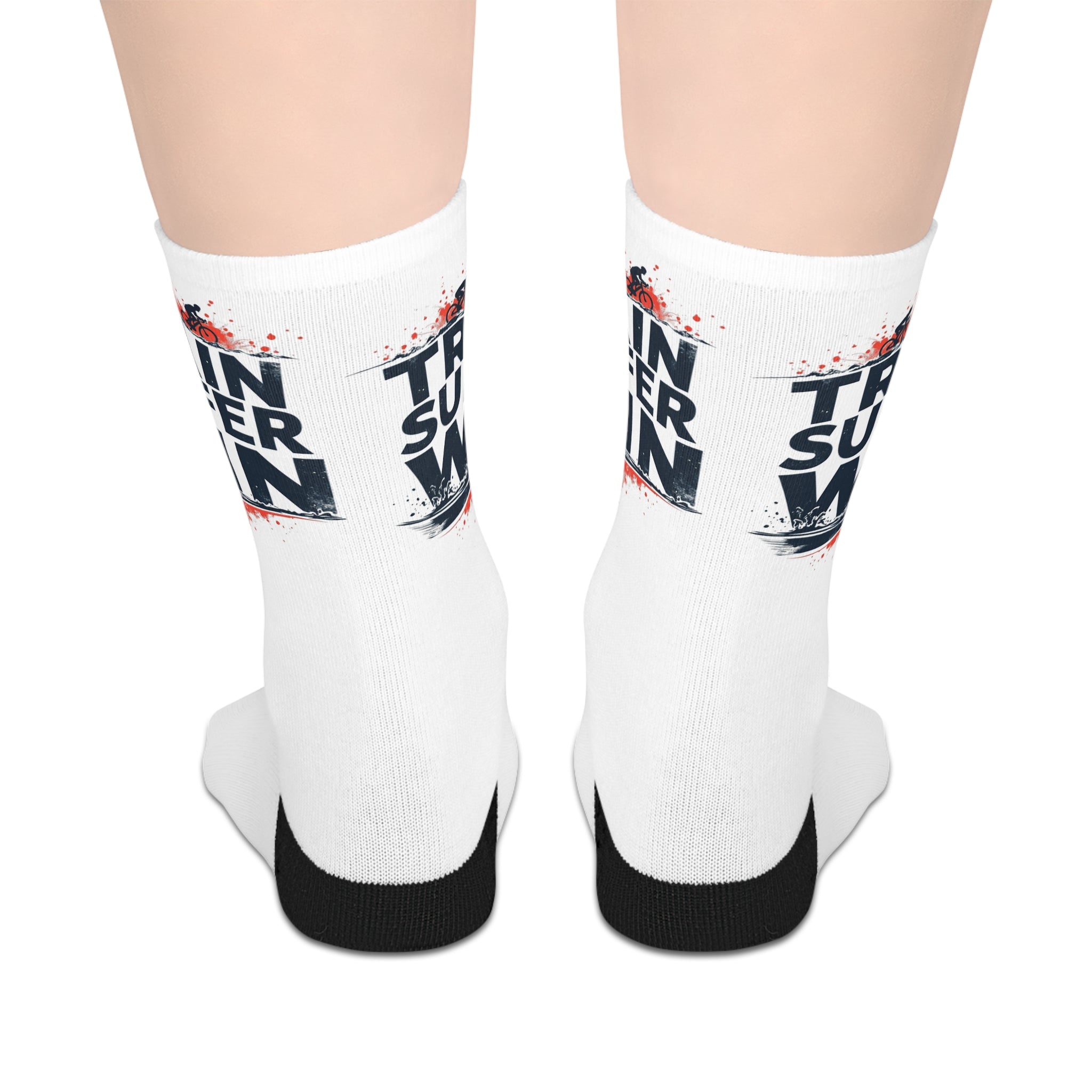 Military Tribute Crew Length Socks with "True Sufferin' Hero" Graphic - Polyester, Streetwear Design, Contrast Details