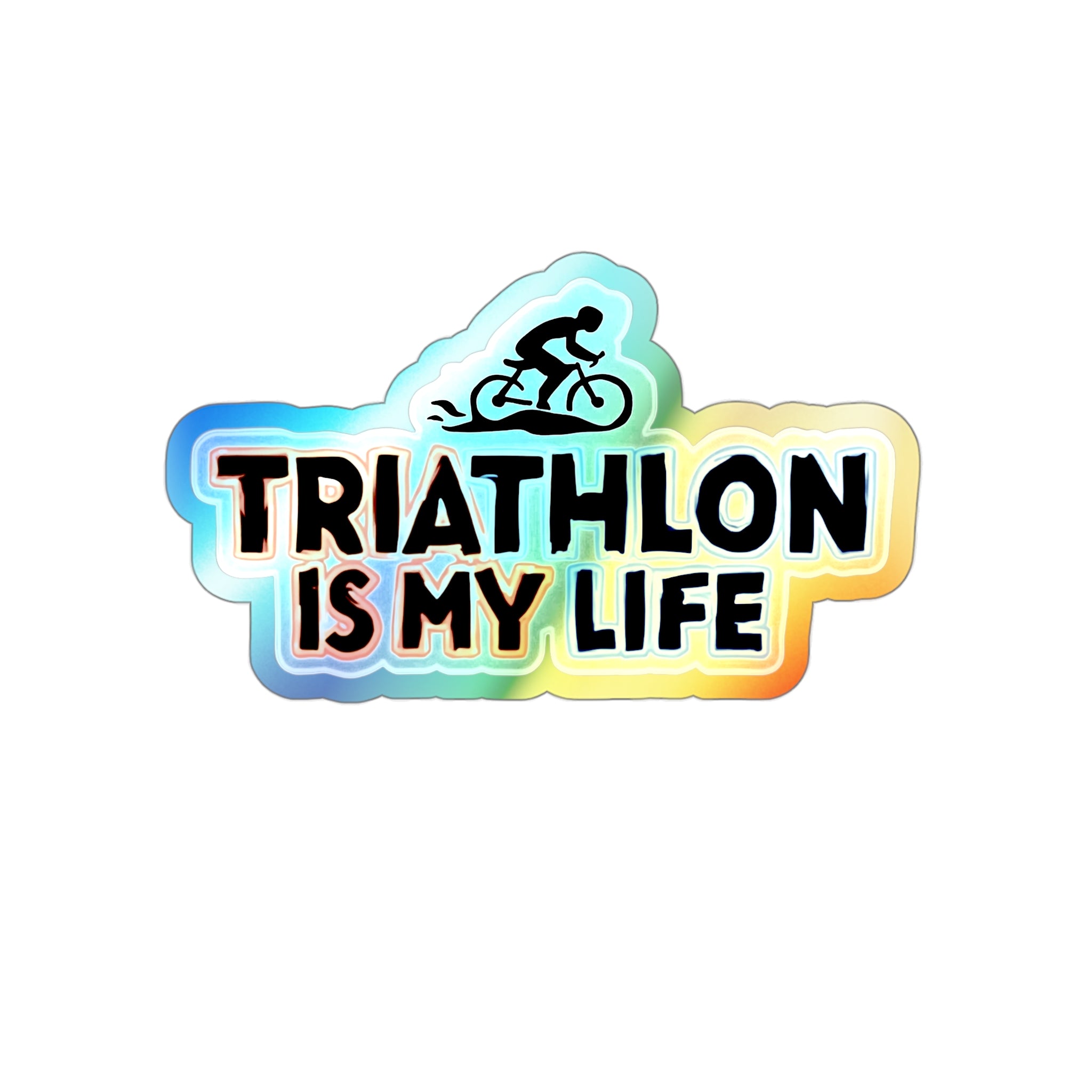 Holografische Triathlon-Stanzaufkleber – lebendiges Vinyl-Dekor für Sportler, wetterbeständig, umweltfreundlich, leicht abziehbar für Laptops und Flaschen 
