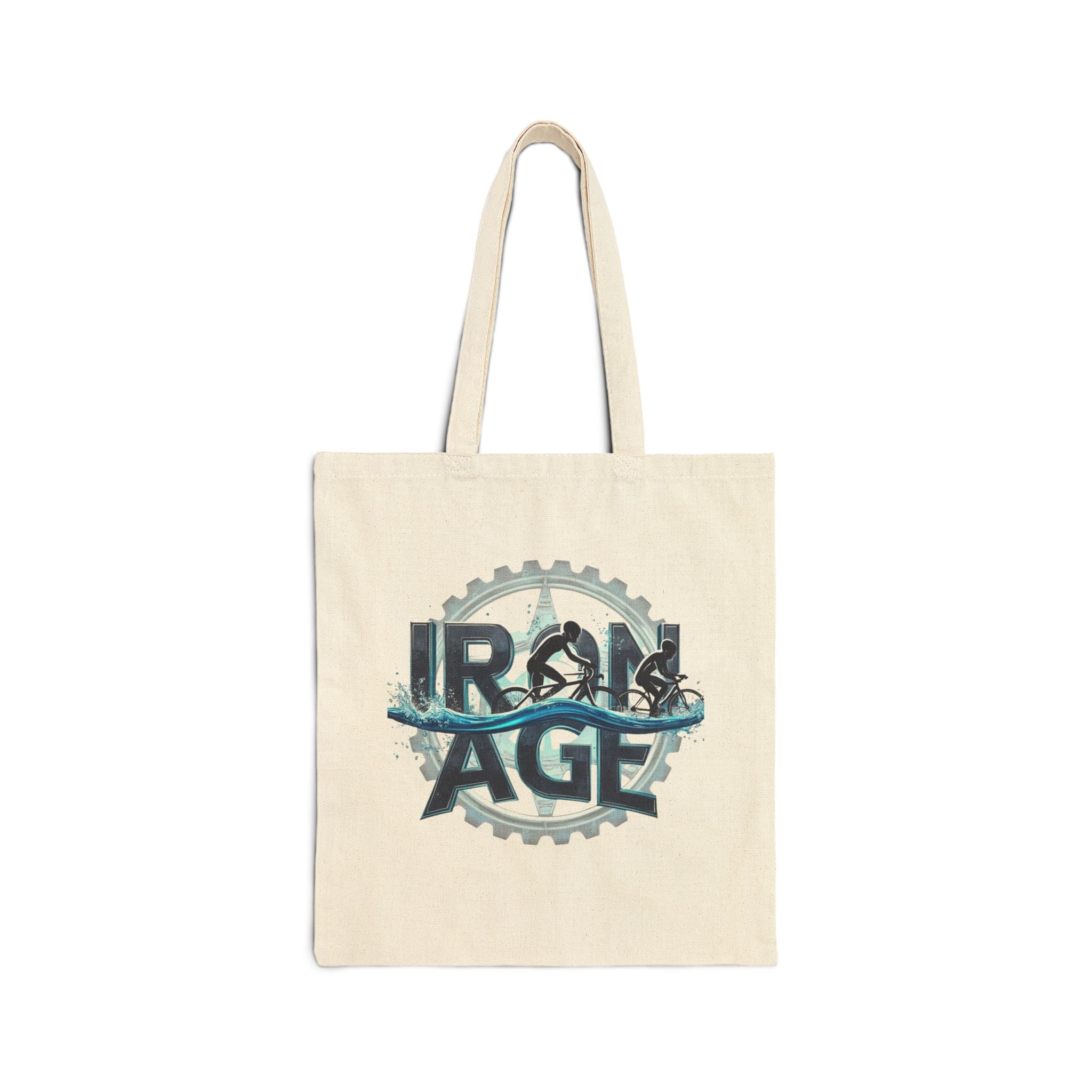 Triathlon Canvas Tote Bag - Durable Cotton Shopper with Retro Design