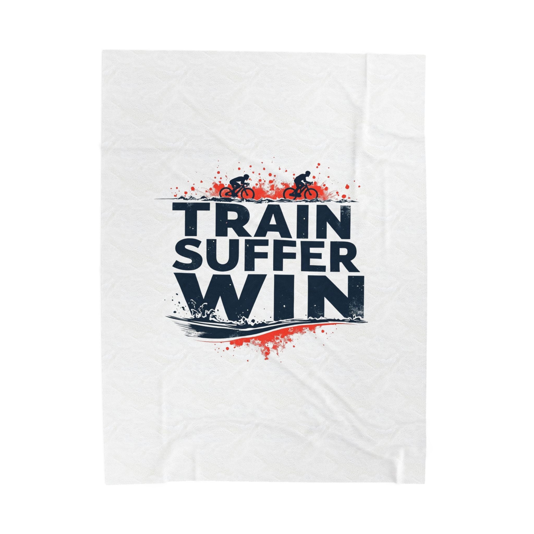 Velveteen Plush Cycling Training Blanket - "Train Suffer Win" Warm Motivational Throw for Recovery & Comfort