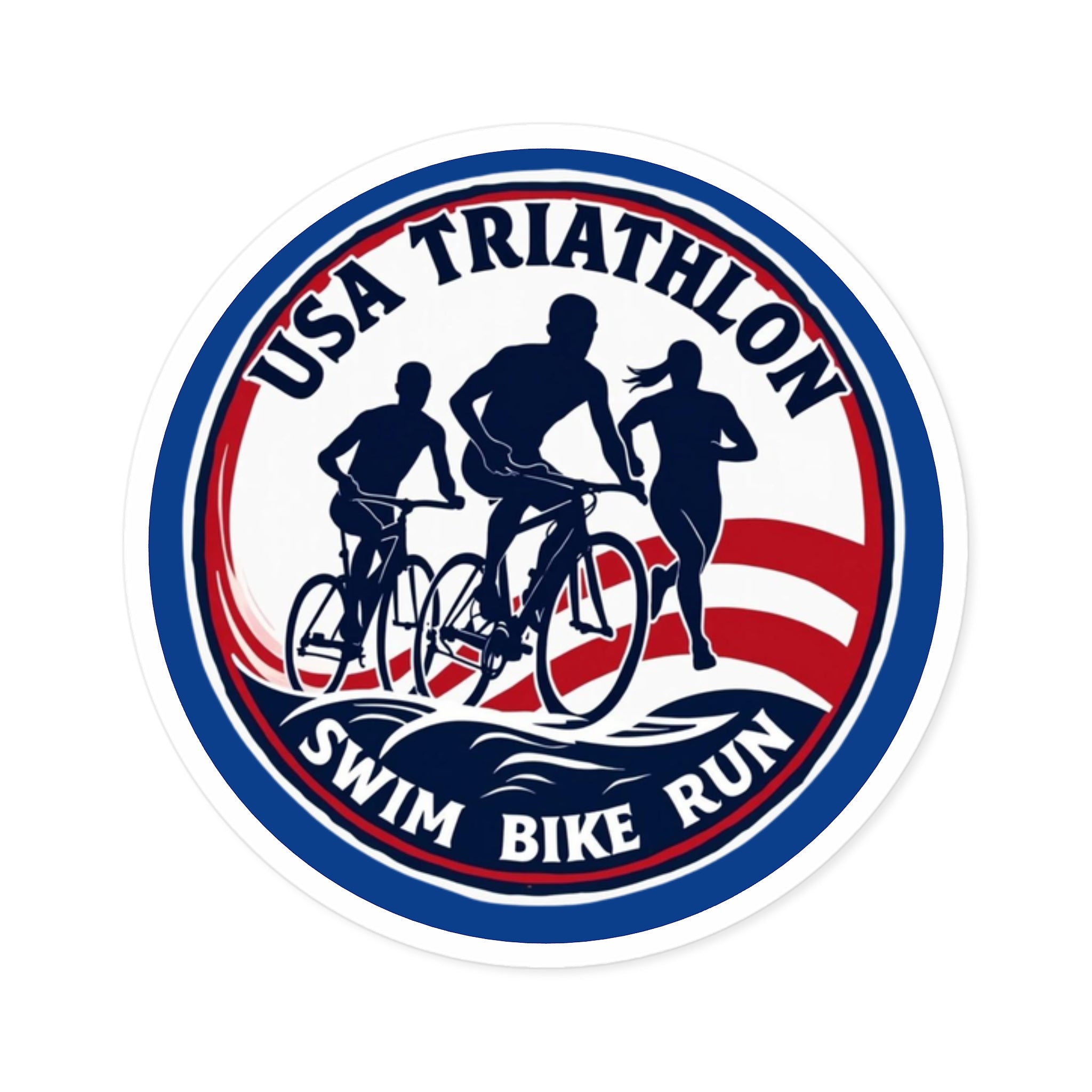 Patriotic American Flag Triathlete Stickers - Water & Scratch Resistant Premium Vinyl - Multiple Sizes Available