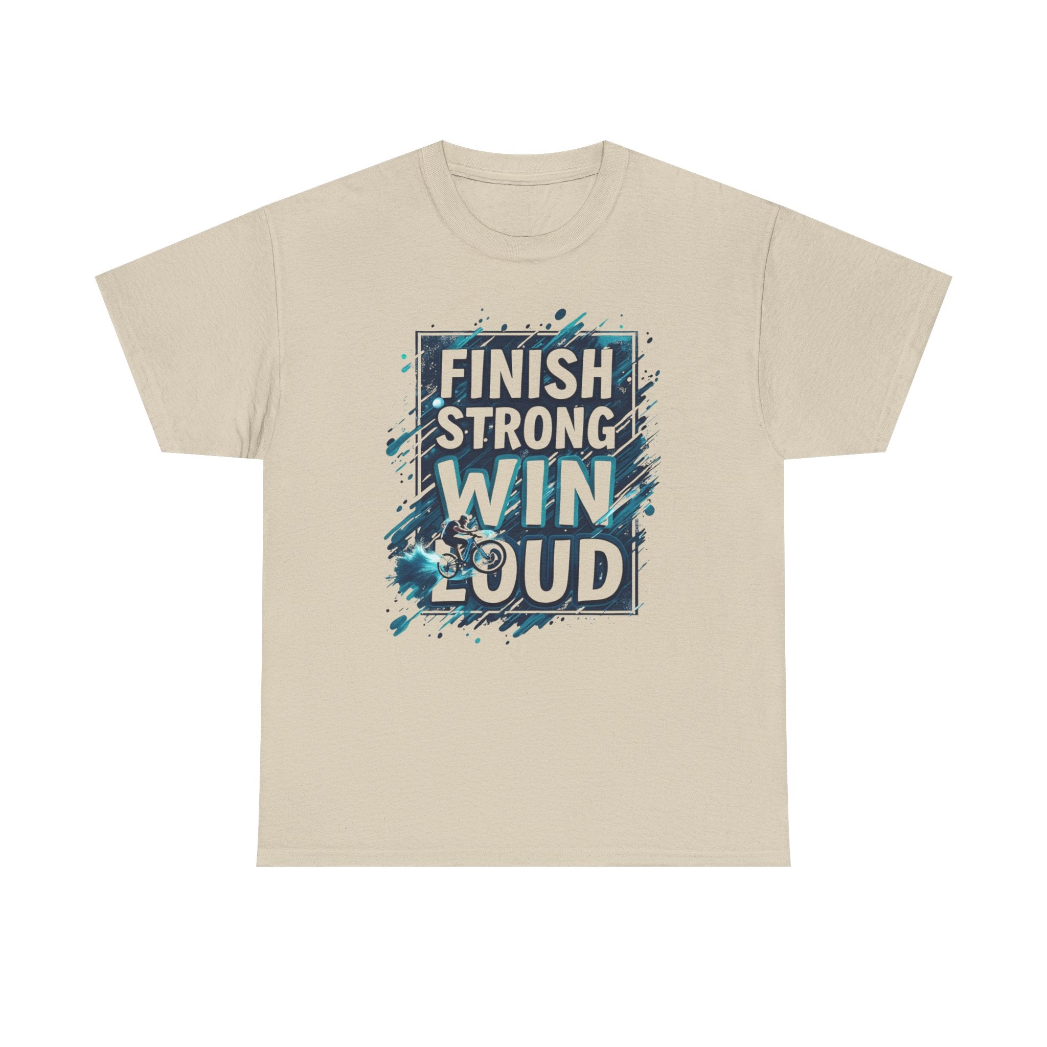 Unisex Motivational Cotton Tee - Finish Strong Win Loud Performance Shirt for Athletes, Classic Fit Fitness Apparel, Inspiring Gift for Graduates, Comfortable Workout Clothing
