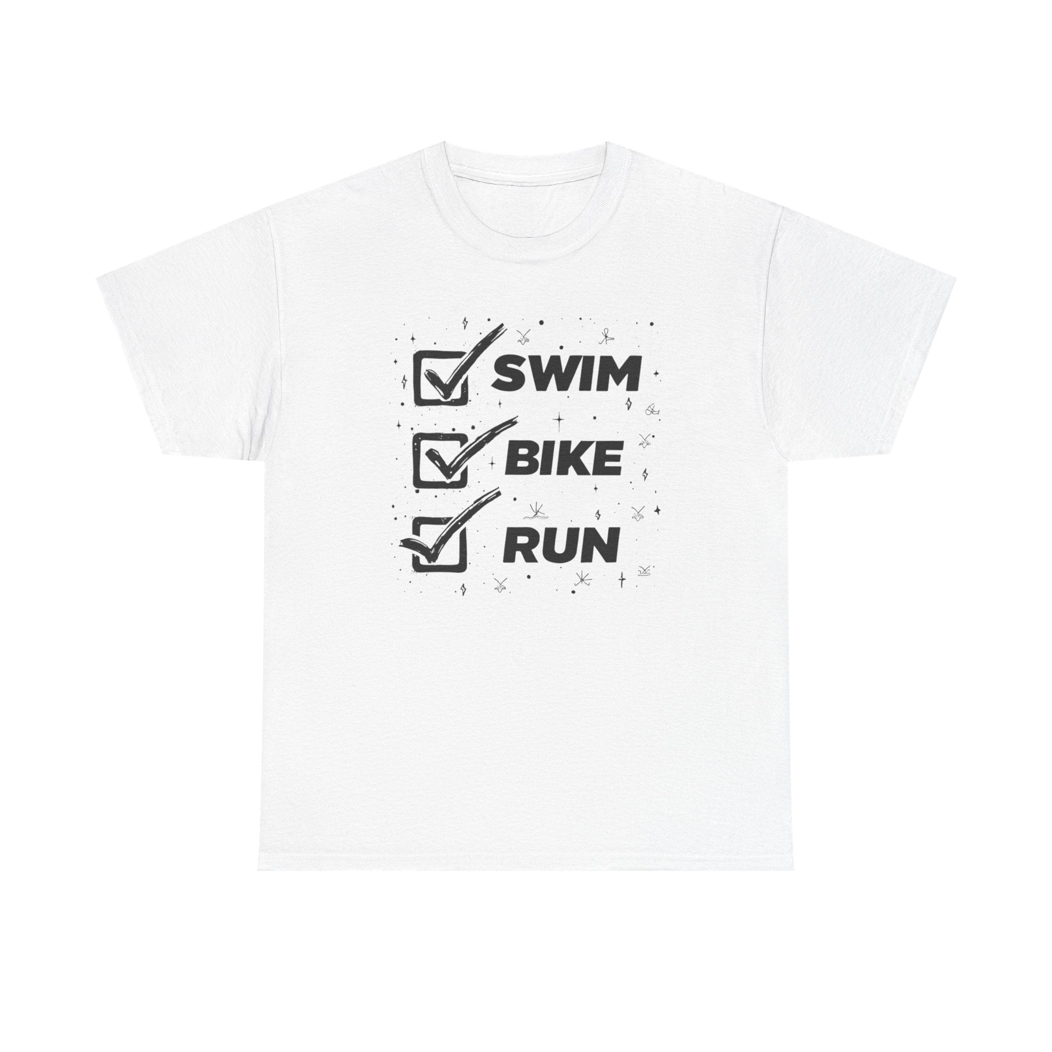 Active Lifestyle Checkliste T-Shirt – Schwimmen, Radfahren, Laufen, Fitness-Shirt, Sportbekleidung, Fitnessbekleidung, Geschenk für Sportler 
