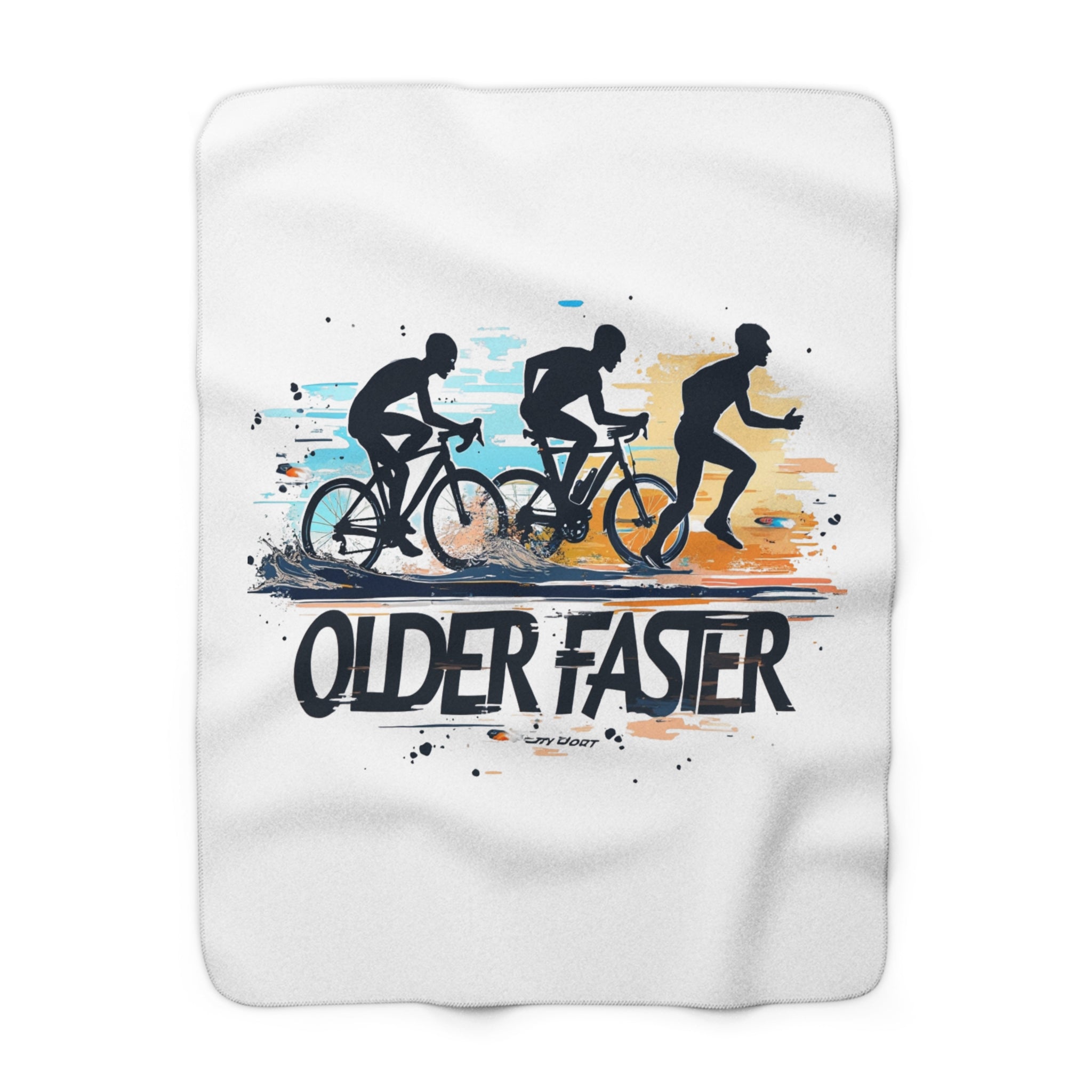 Cozy Sherpa Fleece Cycling Blanket - "Older Faster" Thermal Throw for Recovery & Warmth