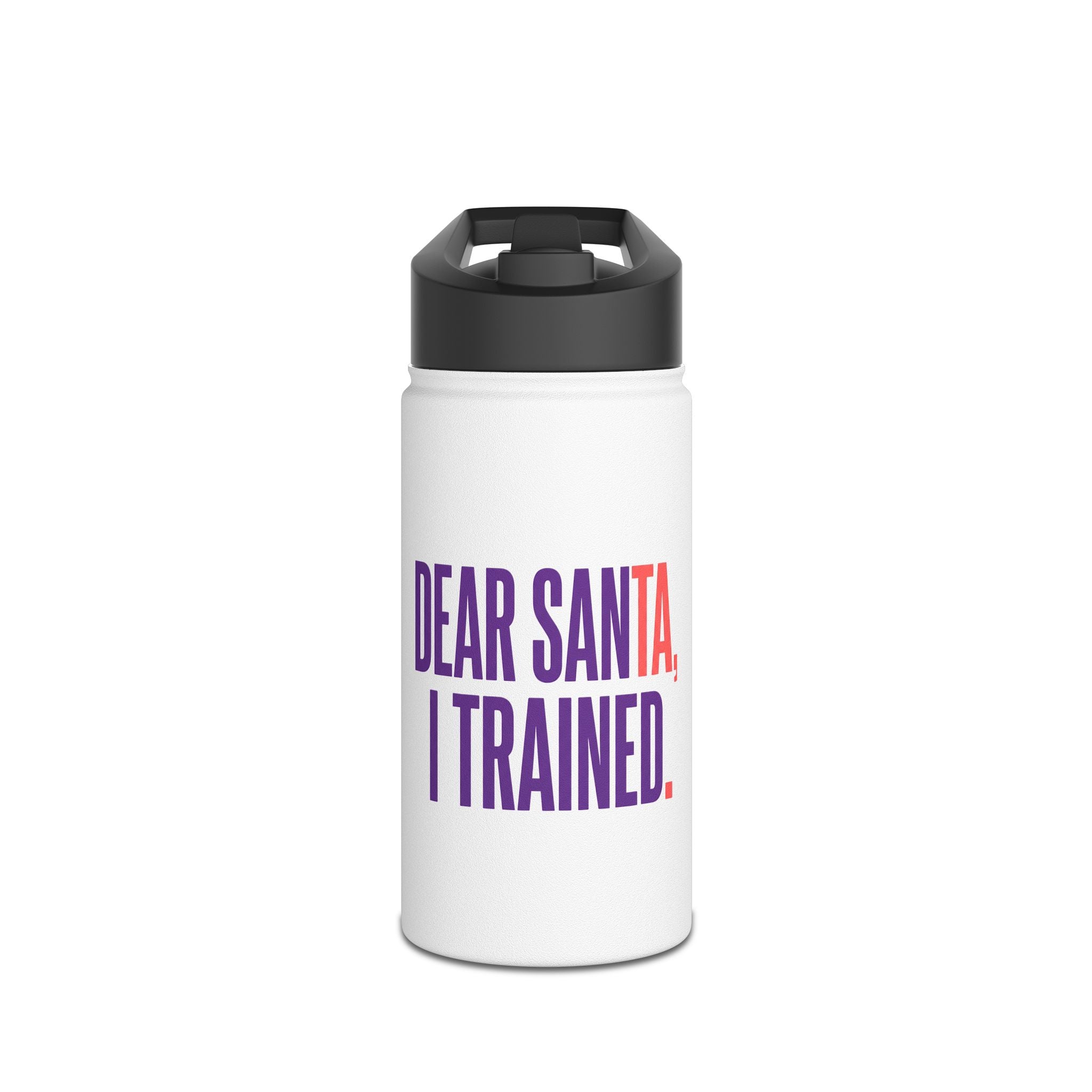 Water Bottle — 'Dear Santa, I Trained' Triathlete Christmas Water Bottle
