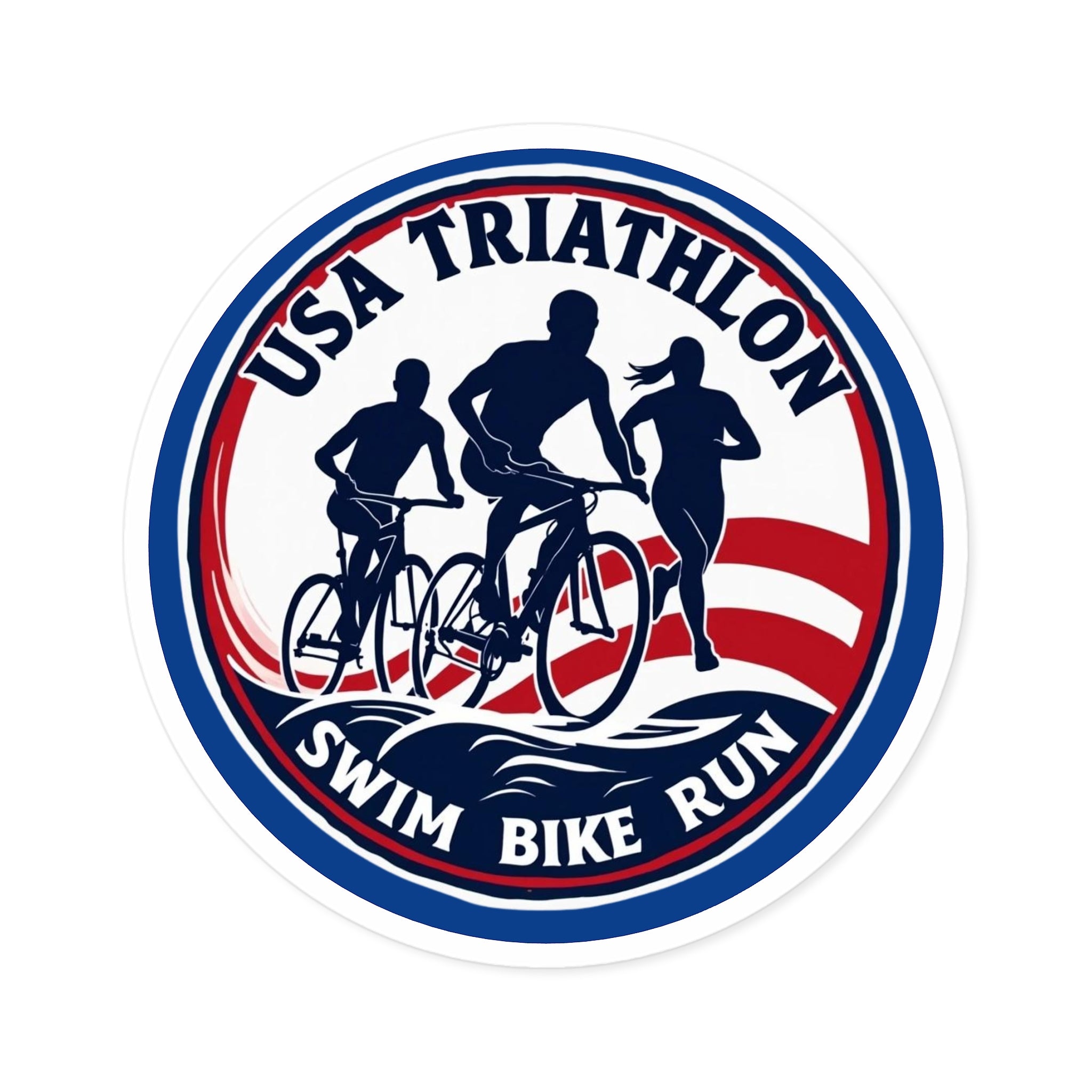 Patriotic American Flag Triathlete Stickers - Water & Scratch Resistant Premium Vinyl - Multiple Sizes Available