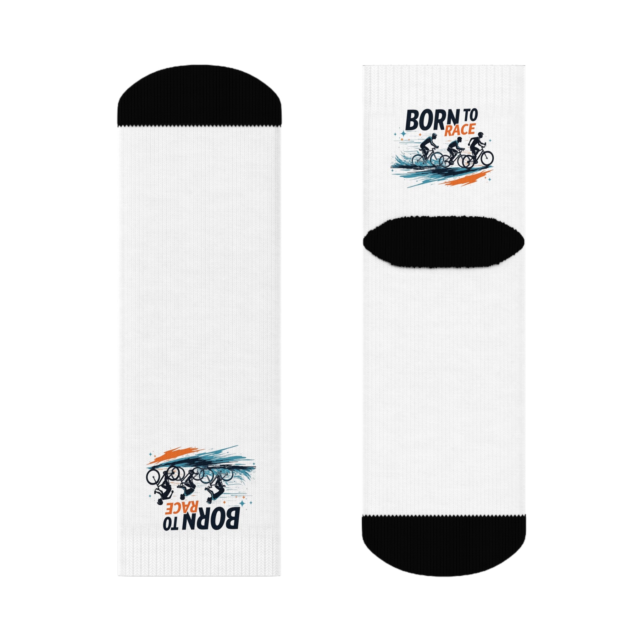 Cycling Crew Socks with Cushioned Sole - Quick-Dry "Born to Race" Design