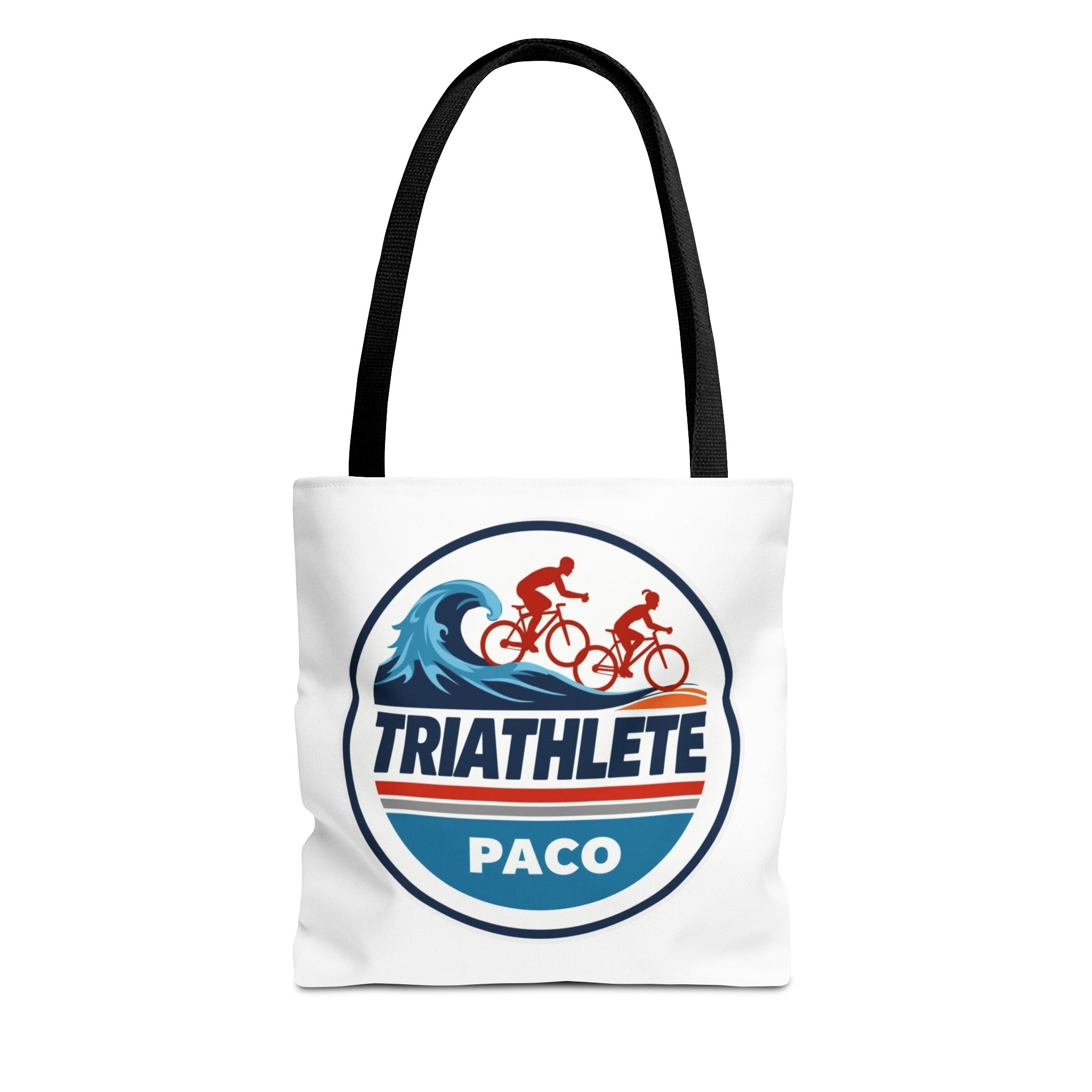 Customizable Triathlon Tote Bag - Durable Dye-Sublimated Polyester, Multiple Sizes, Handle Colors, Double-Stitched for Longevity