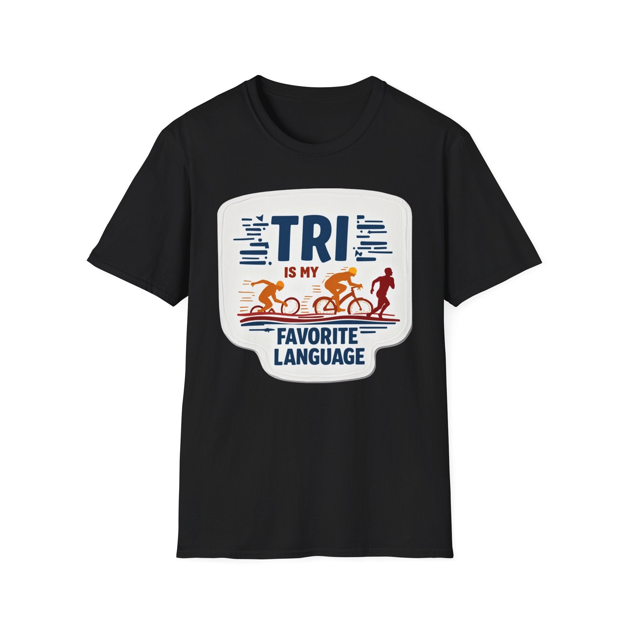Unisex Triathlon Language T-Shirt - Athletic Wear for Fitness Enthusiasts, Soft Ring-Spun Cotton, Summer Running Apparel, Gildan 64000, Breathable Exercise Top