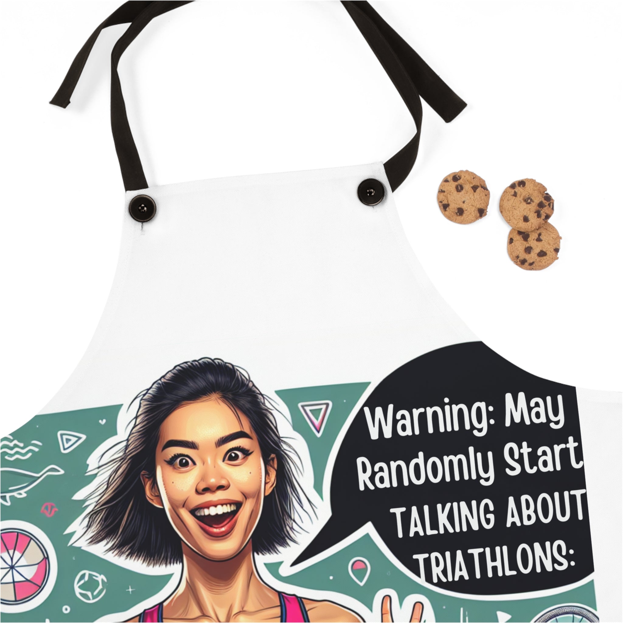 Polyester Cooking Apron for Triathletes | Custom Design with Detachable Twill Straps | Ideal for Backyard Cookouts & Gifts