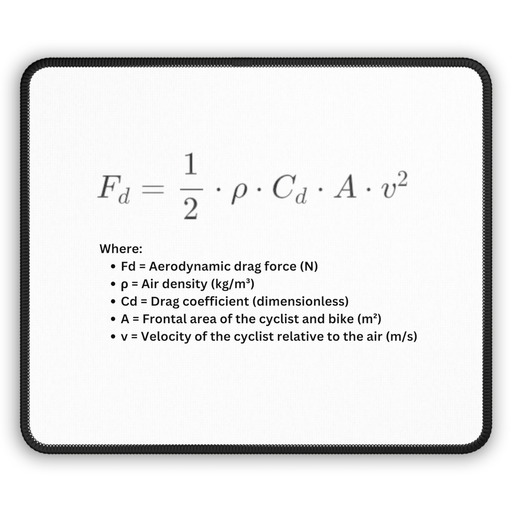 Alfombrilla de ratón para juegos con ecuación de arrastre aerodinámica