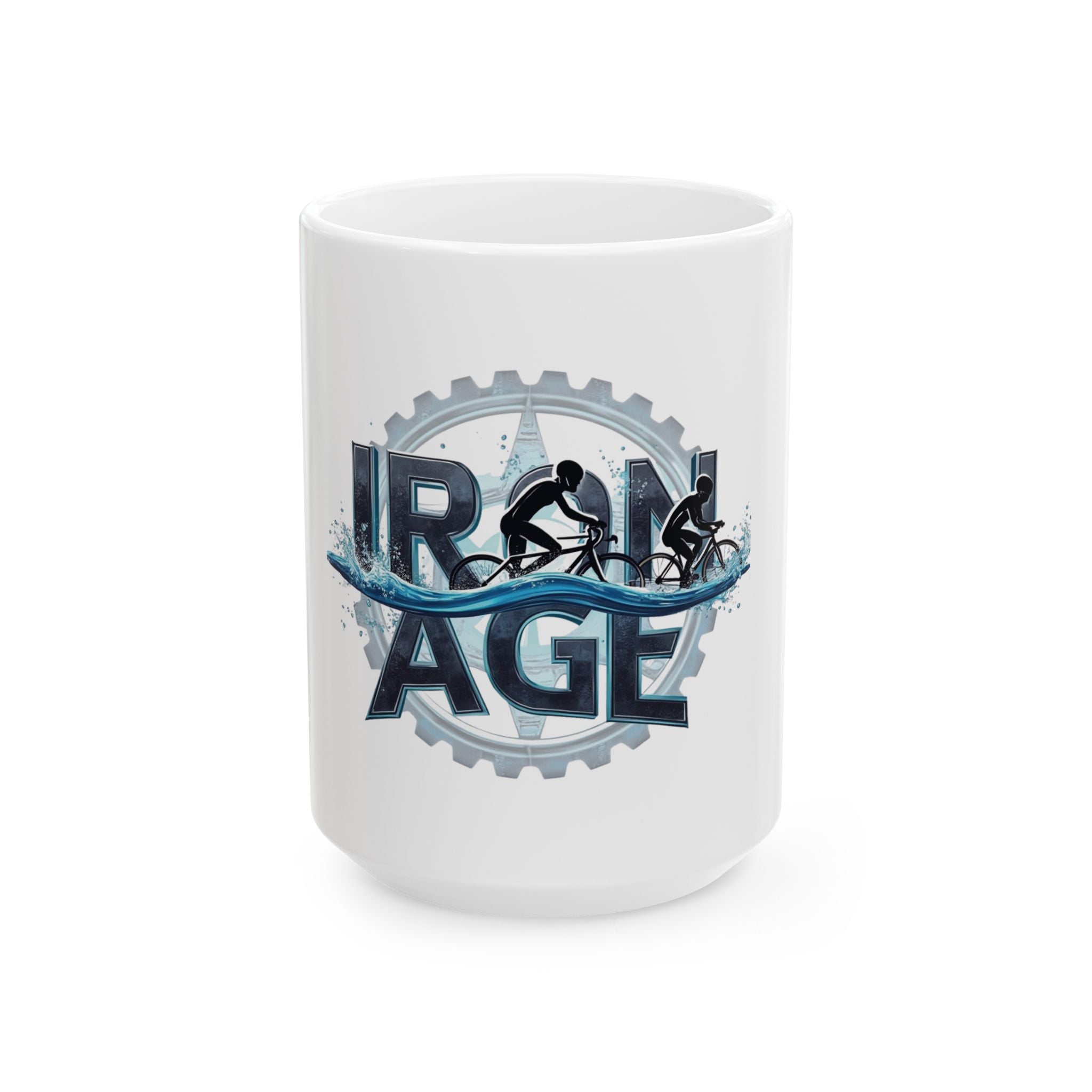 Triathlon Ceramic Mug for Cyclists & Swimmers - Durable Graphic Design 11oz, 15oz