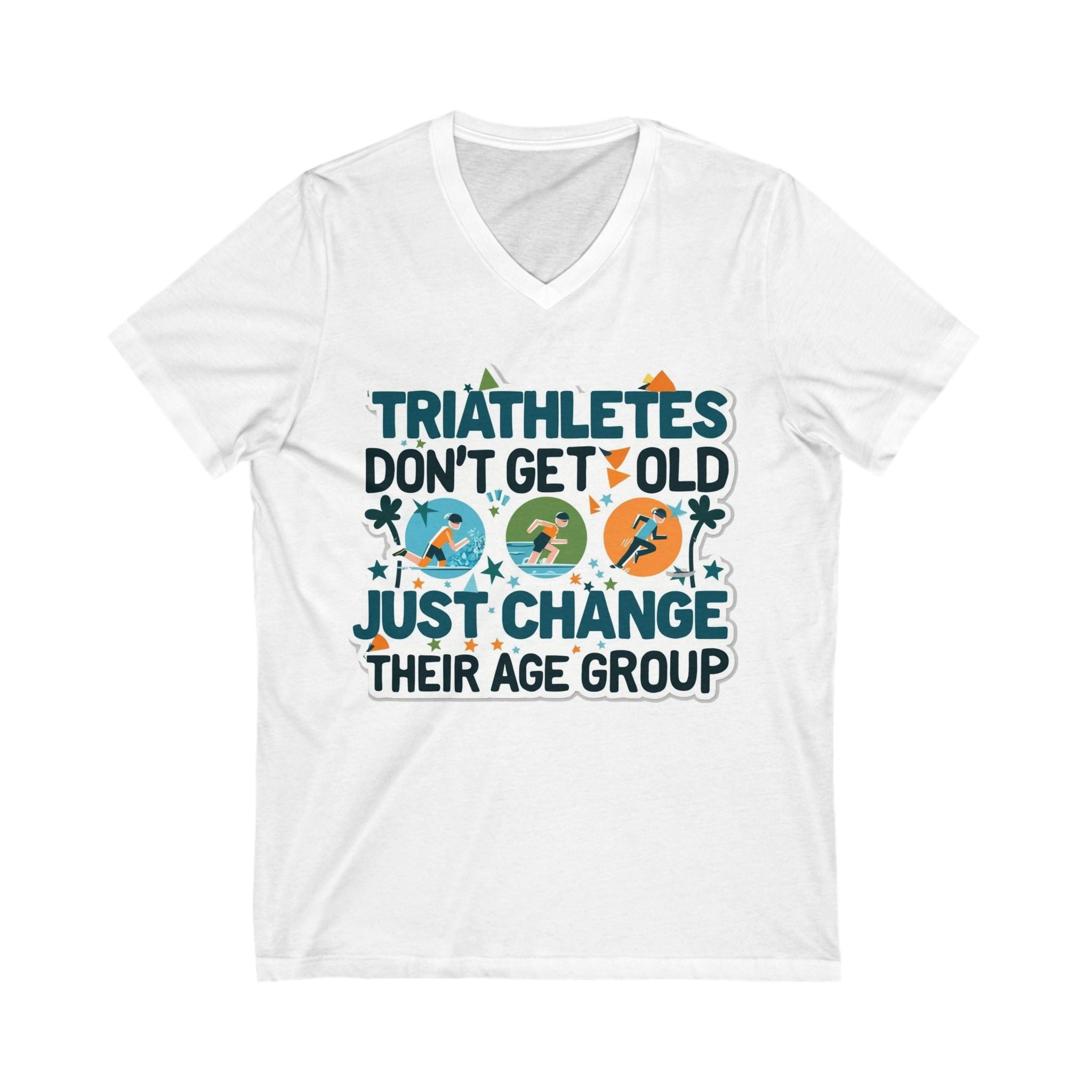Unisex Triathlete V-Neck Performance Tee - Cotton Activewear for Training & Fitness, Moisture-Wicking, Sports Apparel, Sizes S-2XL