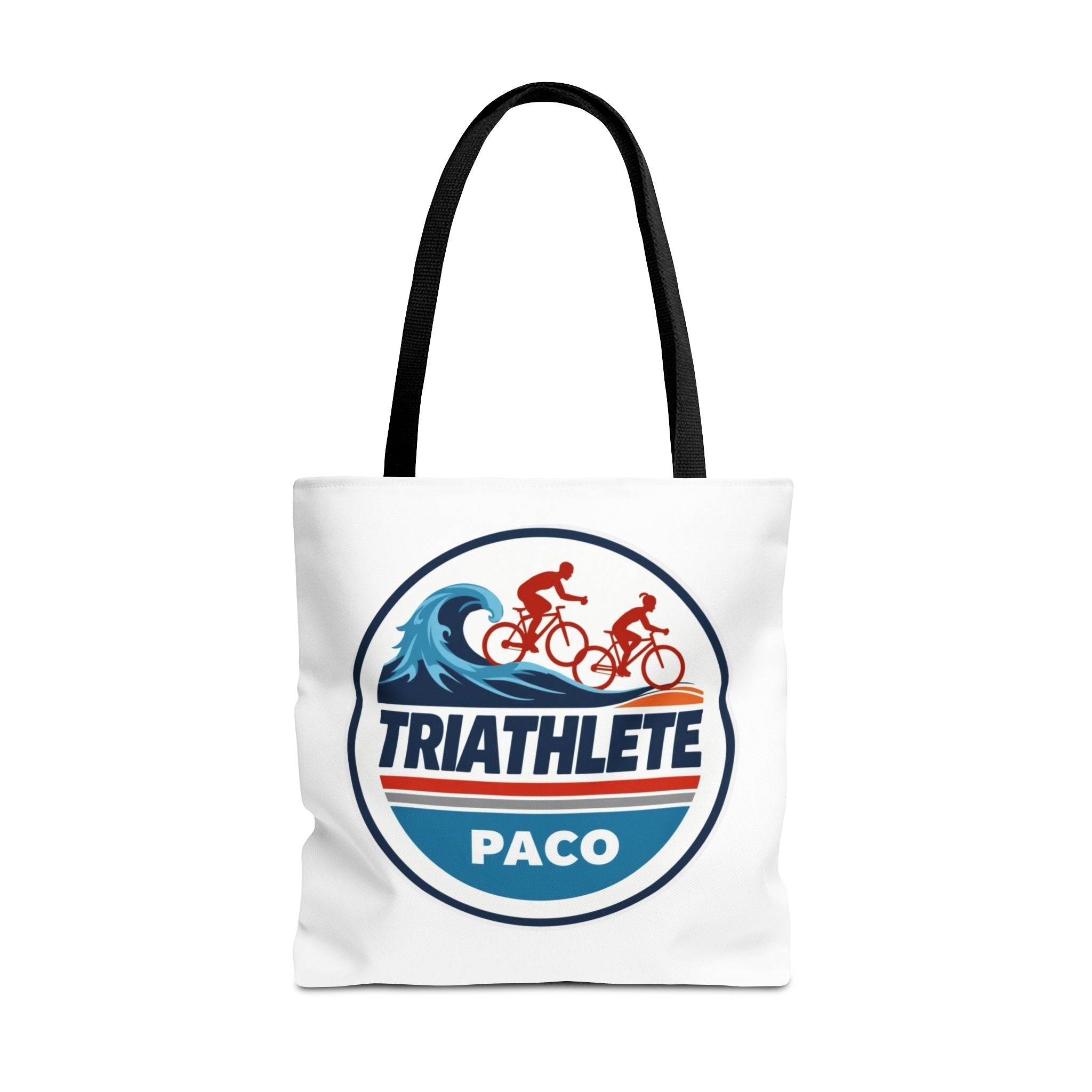 Customizable Triathlon Tote Bag - Durable Dye-Sublimated Polyester, Multiple Sizes, Handle Colors, Double-Stitched for Longevity