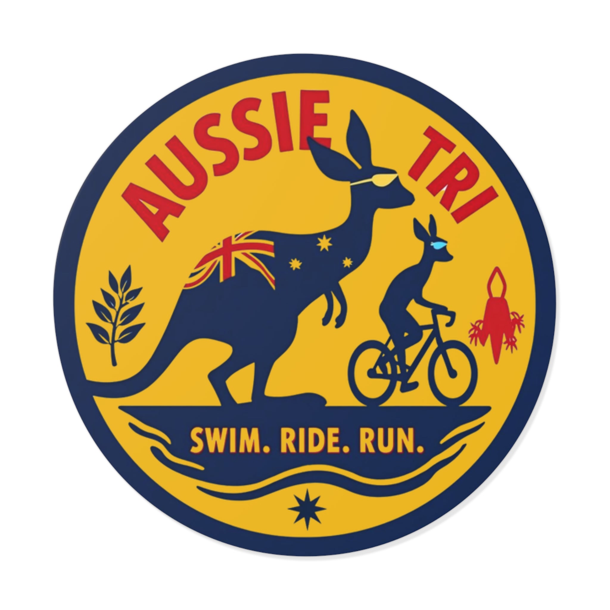 Custom Water-Resistant Vinyl Stickers for Aussie Triathletes - Matte Finish, UV Resistant, Easy Removal