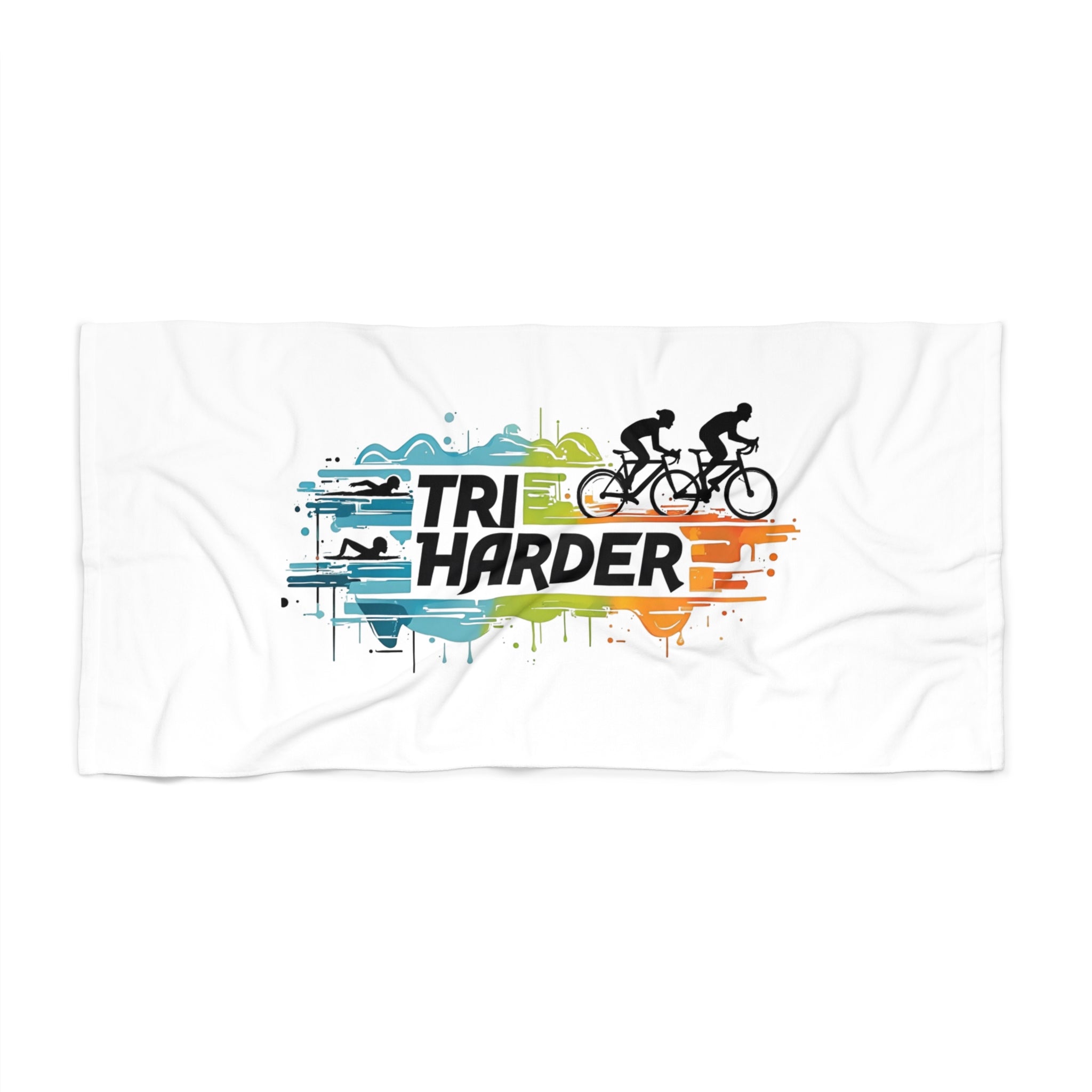 Tri Harder Beach Towel - Vibrant Sports Towel for Athletes and Outdoor Lovers
