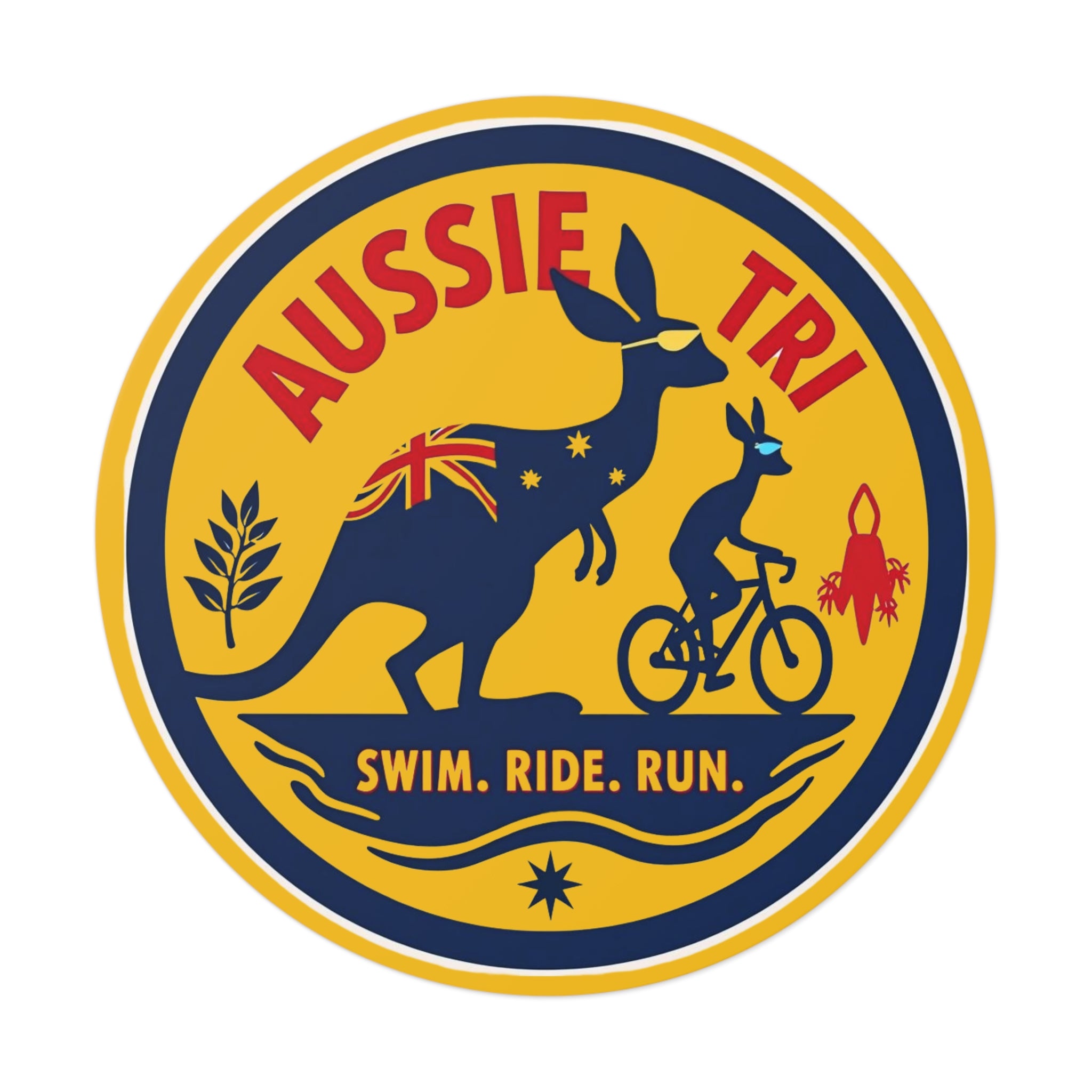 Custom Water-Resistant Vinyl Stickers for Aussie Triathletes - Matte Finish, UV Resistant, Easy Removal