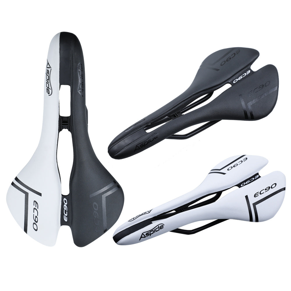 Aspide High-Quality Full Leather PU Cycling Saddle - Black/White, 280x143mm | Ideal for Road & Mountain Bike Enthusiasts