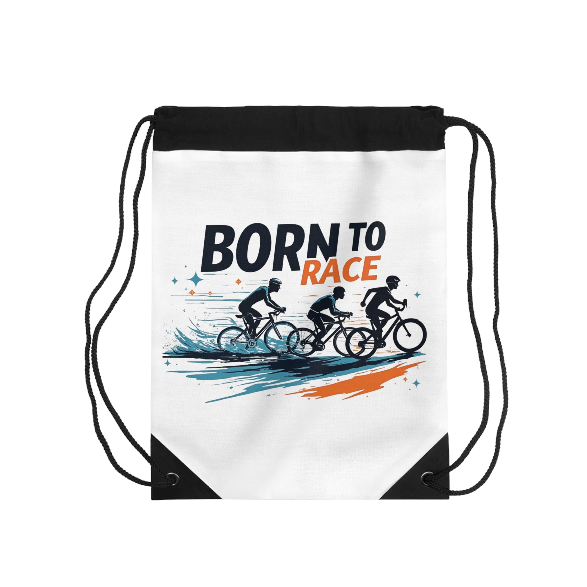 Born to Race Lightweight Cycling Drawstring Bag - Durable Training Essentials for Triathletes with Zipper Pocket